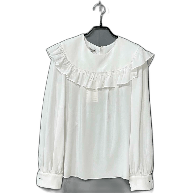 Miu Miu White Ruffled Collar Top by MIUMIU Size M / US 6-8 / IT 42-44 - 1 Thumbnail