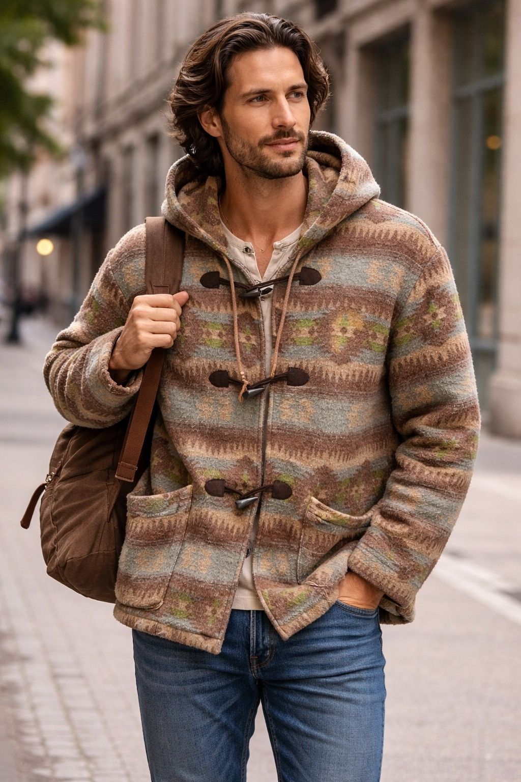 Japanese Brand Vintage Margaretline Aztec Wool Duffle Coat Native American Size US XL / EU 56 / 4 - 1 Thumbnail