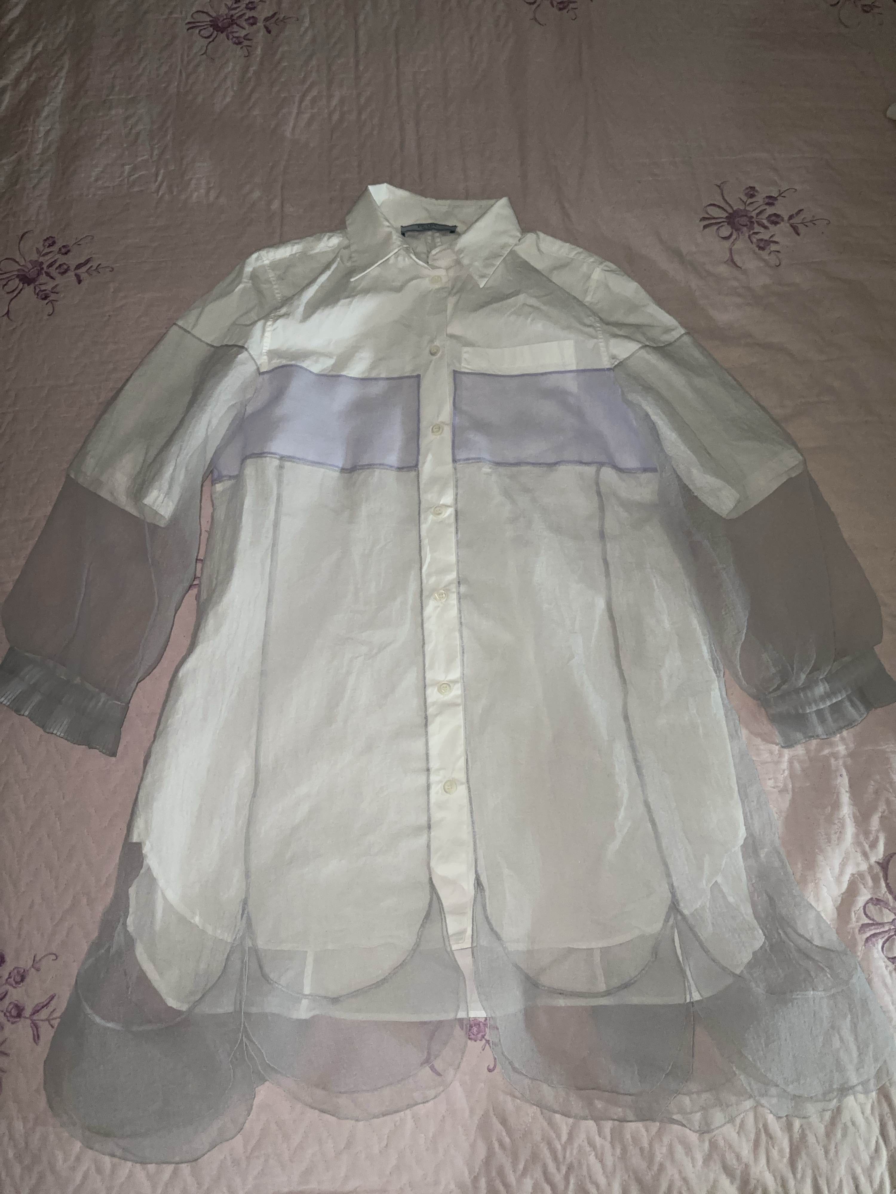 Prada Prada Organza Panel Shirt Dress Size 36 Size XS / US 0-2 / IT 36-38 - 1 Thumbnail