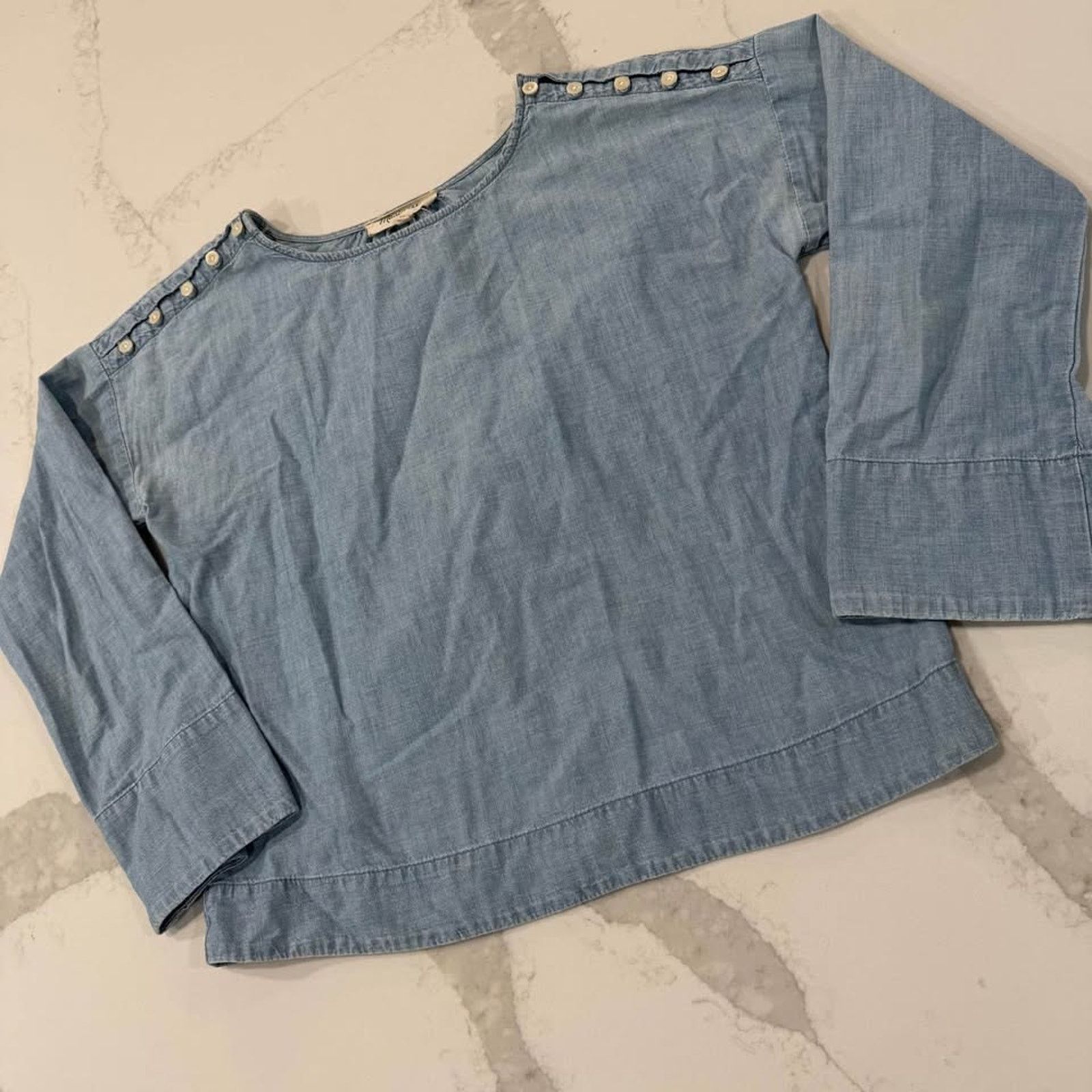 Madewell Madewell Convertible ColdShoulder Chambray Blouse Womens XXS Size XXS / US 00 / IT 34 - 2 Thumbnail