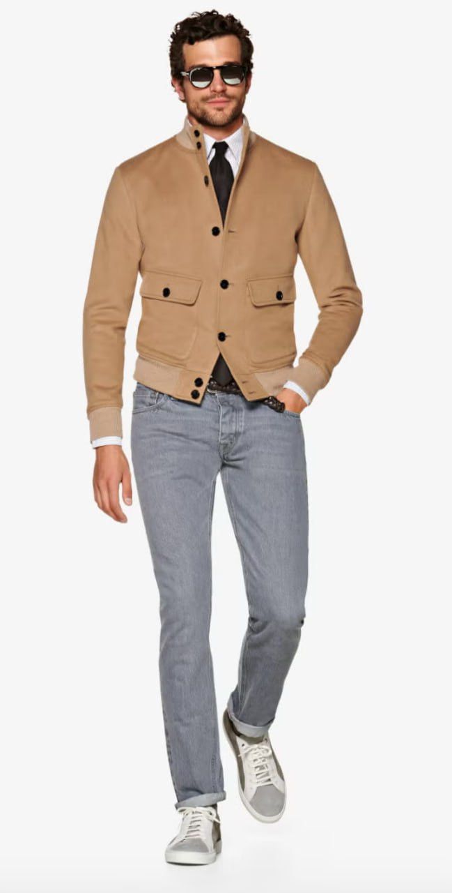 Suitsupply SUITSUPPLY Pure Wool Bomber Jacket Camel Size M Luxury Brand Size US M / EU 48-50 / 2 - 1 Thumbnail