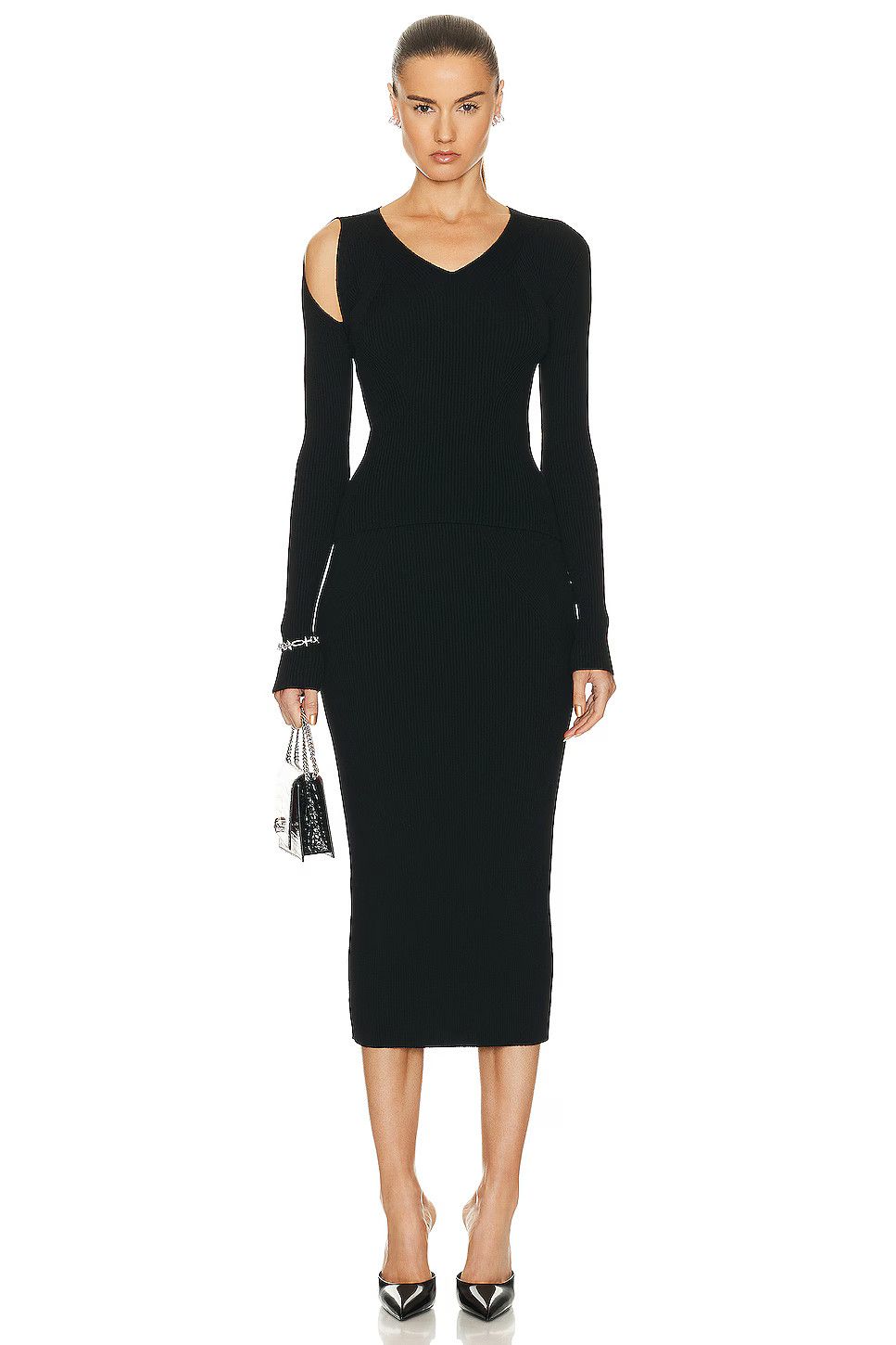 Alexander McQueen o1s22i1n1024 Ribbed-Knit Pencil Skirt in Black Size 28" / US 6 / IT 42 - 4 Thumbnail