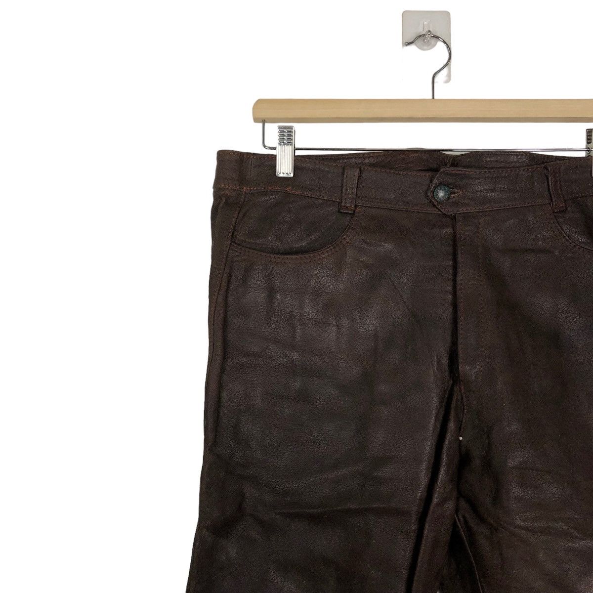 Genuine Leather 🔥Rich Brown -Genuine Leather Pants Racing Inspire RickOwens Size US 33 - 6 Thumbnail