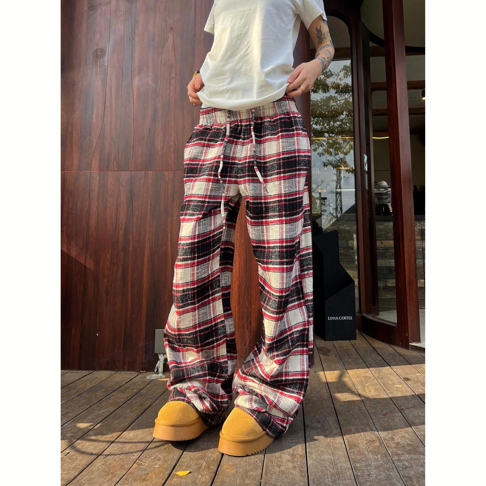 Vintage Cozy Loose Flannel Wide Leg Flare Pants Size 32" / US 10 / IT 46 - 1 Thumbnail