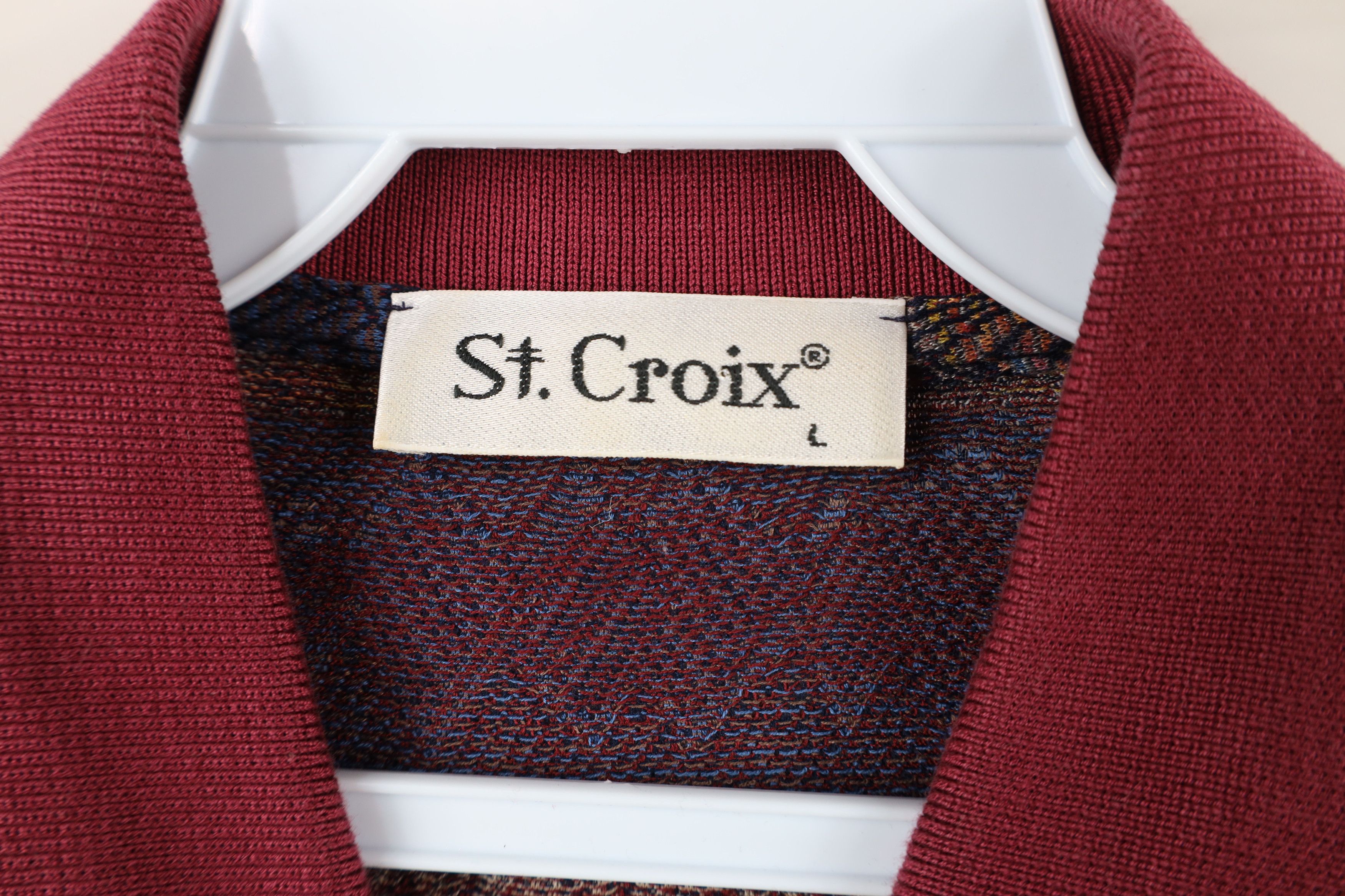 St. Croix × Vintage Vintage 90s St Croix Coogi Style Geometric Knit Polo Shirt Size US L / EU 52-54 / 3 - 4 Thumbnail
