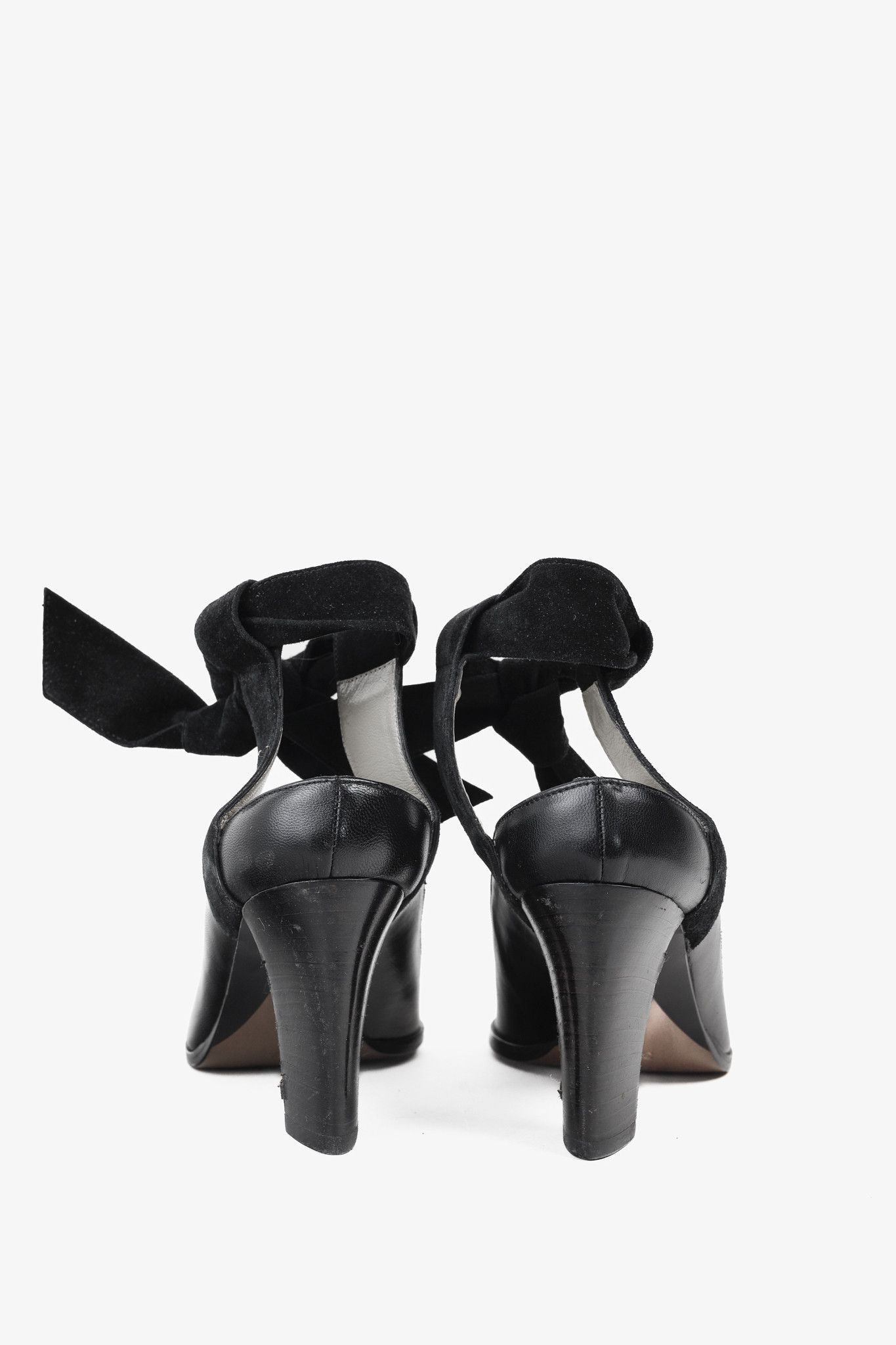 Emporio Armani Emporio Armani 90s Ankle Wrap Black Suede Pumps Size US 7 / IT 37 - 3 Thumbnail