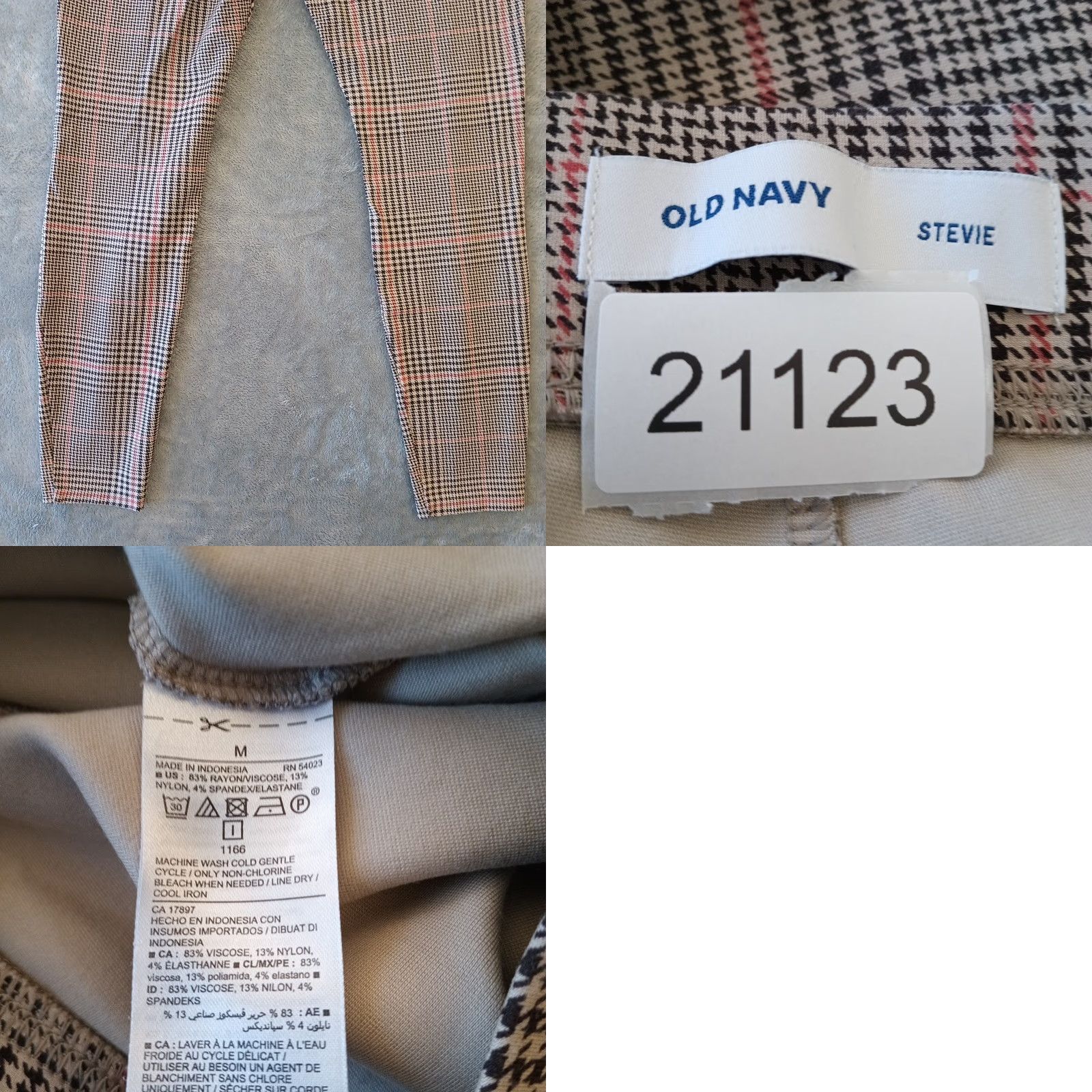 Old Navy Old Navy Stevie Legging Ankle Pants Womens Medium Brown Pink Plaid Pull On Size 32" / US 10 / IT 46 - 8 Thumbnail