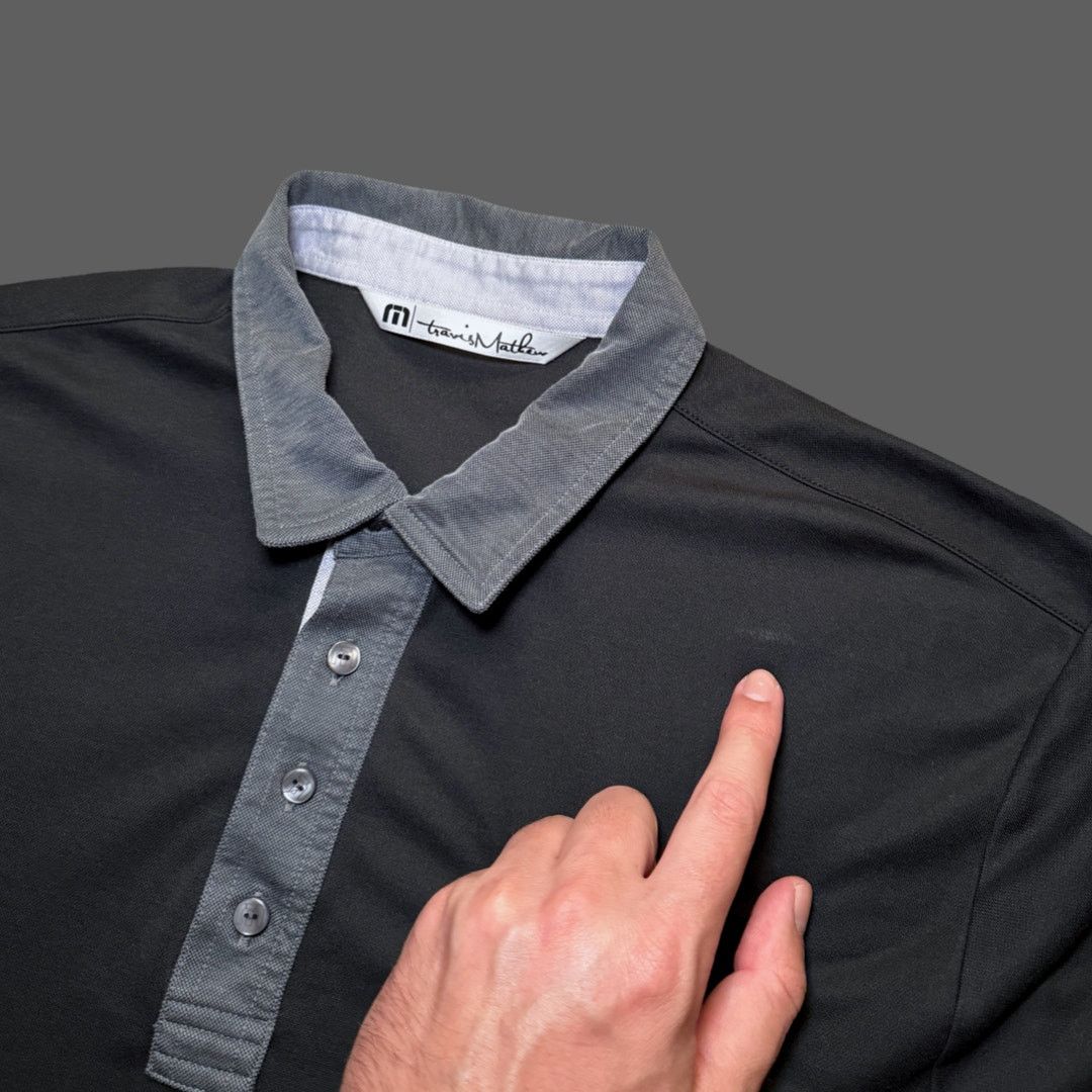 TravisMathew Travis Mathew Mens Black Gray Knit Polo Shirt Size Large Size US L / EU 52-54 / 3 - 2 Thumbnail