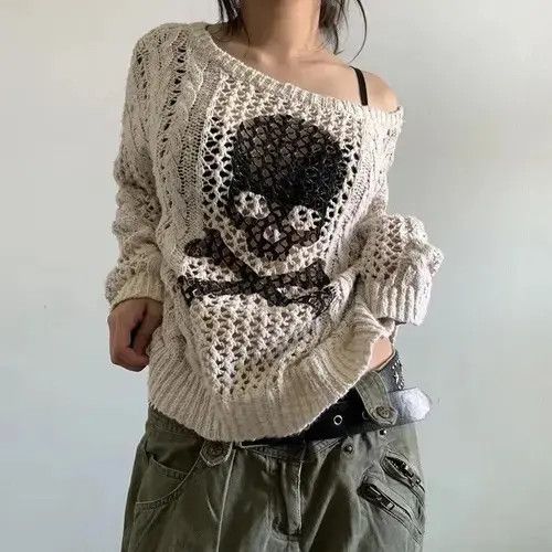 Japanese Brand Harajuku Grunge Y2K Aesthetics Retro Jumpers Size ONE SIZE - 5 Thumbnail