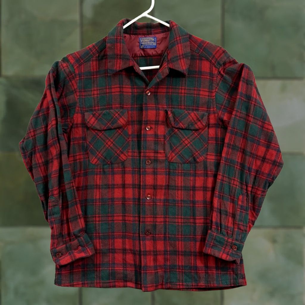 Pendleton VINTAGE Pendleton Wool Flannel Shirt Mens M Red 80s Check Plaid Button USA Size US M / EU 48-50 / 2 - 1 Thumbnail