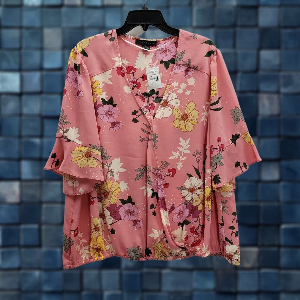 Sanctuary Sanctuary Blouse V-Neck Elbow Sleeve Floral Multicolor 2X Womens Plus New Size XXL / US 16-18 / IT 52-54 - 1 Thumbnail
