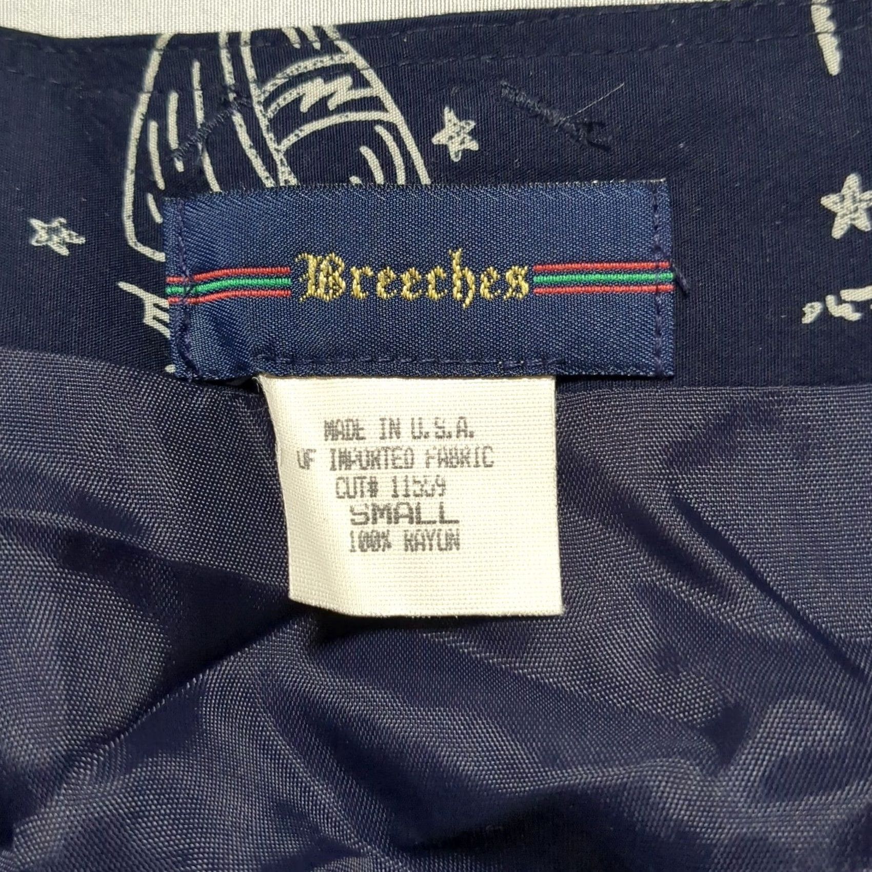 Nautica VINTAGE Breeches Wrap Skirt Nav y Blue Small Rayon Nautical Sailboat Print Made USA Womens Size 28" / US 6 / IT 42 - 3 Thumbnail