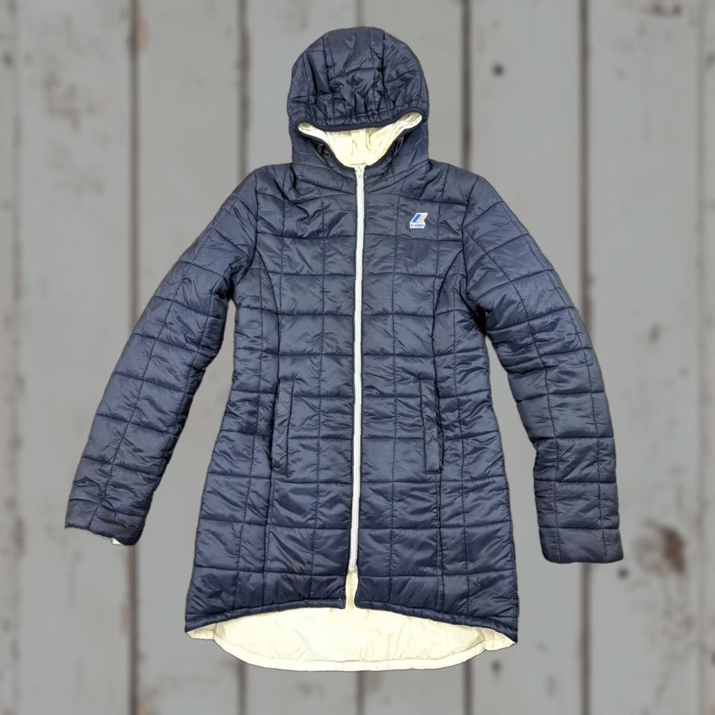 K-Way K-Way Jacket Womens S Blue White Reversible Parka Puffer Hooded Quilted Full Zip Jacket Women Parka S Blue White Reversible Quilted Hooded Full Zip Size S / US 4 / IT 40 - 1 Thumbnail