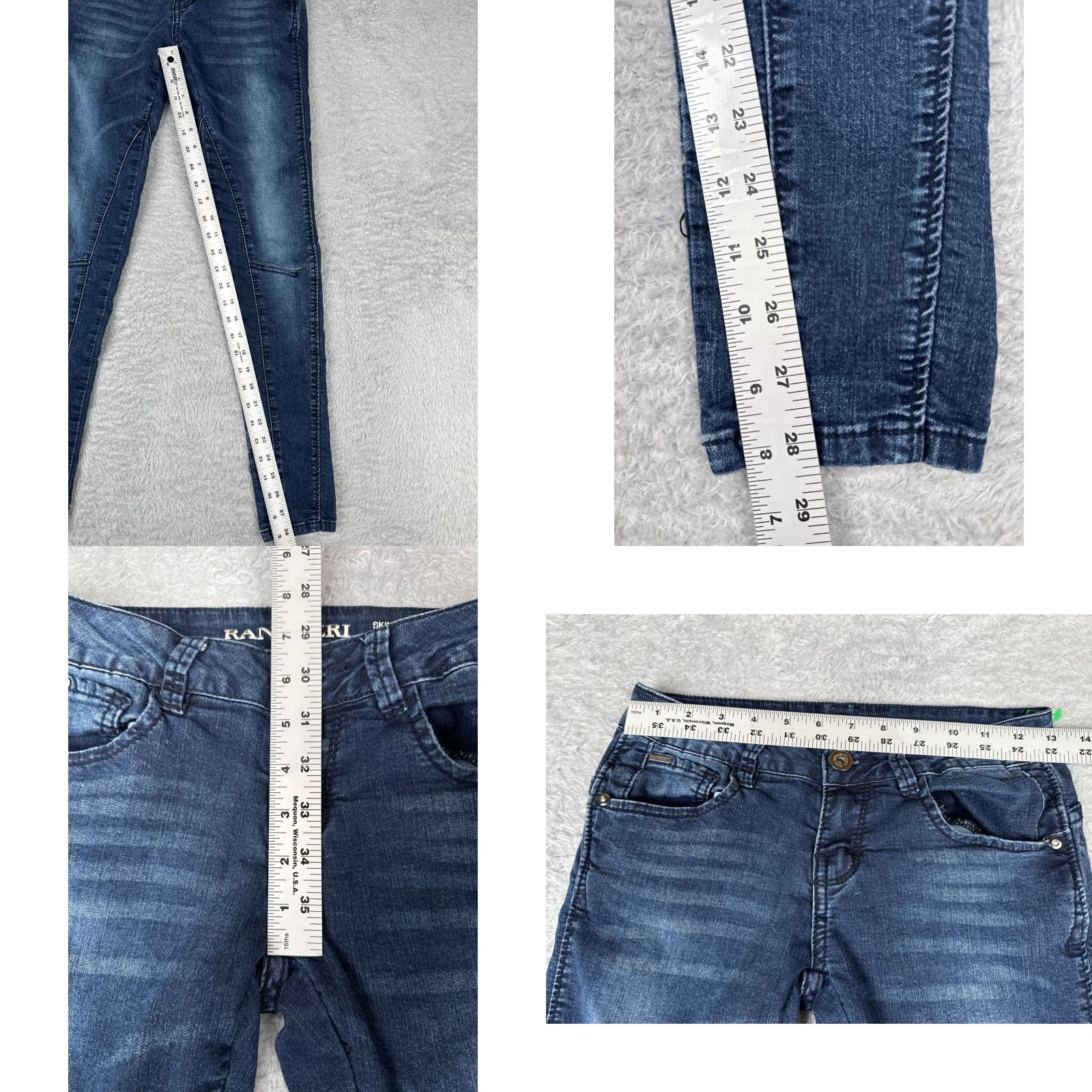 Vintage Ranbeeri Jeans Womens 0 Blue Denim Skinny Dark Wash Low Rise Cotton Blend 26x29 Jeans Womens 0 Blue Denim Skinny Low Rise 26 29 Size 25" / US 0 / IT 36 - 8 Thumbnail
