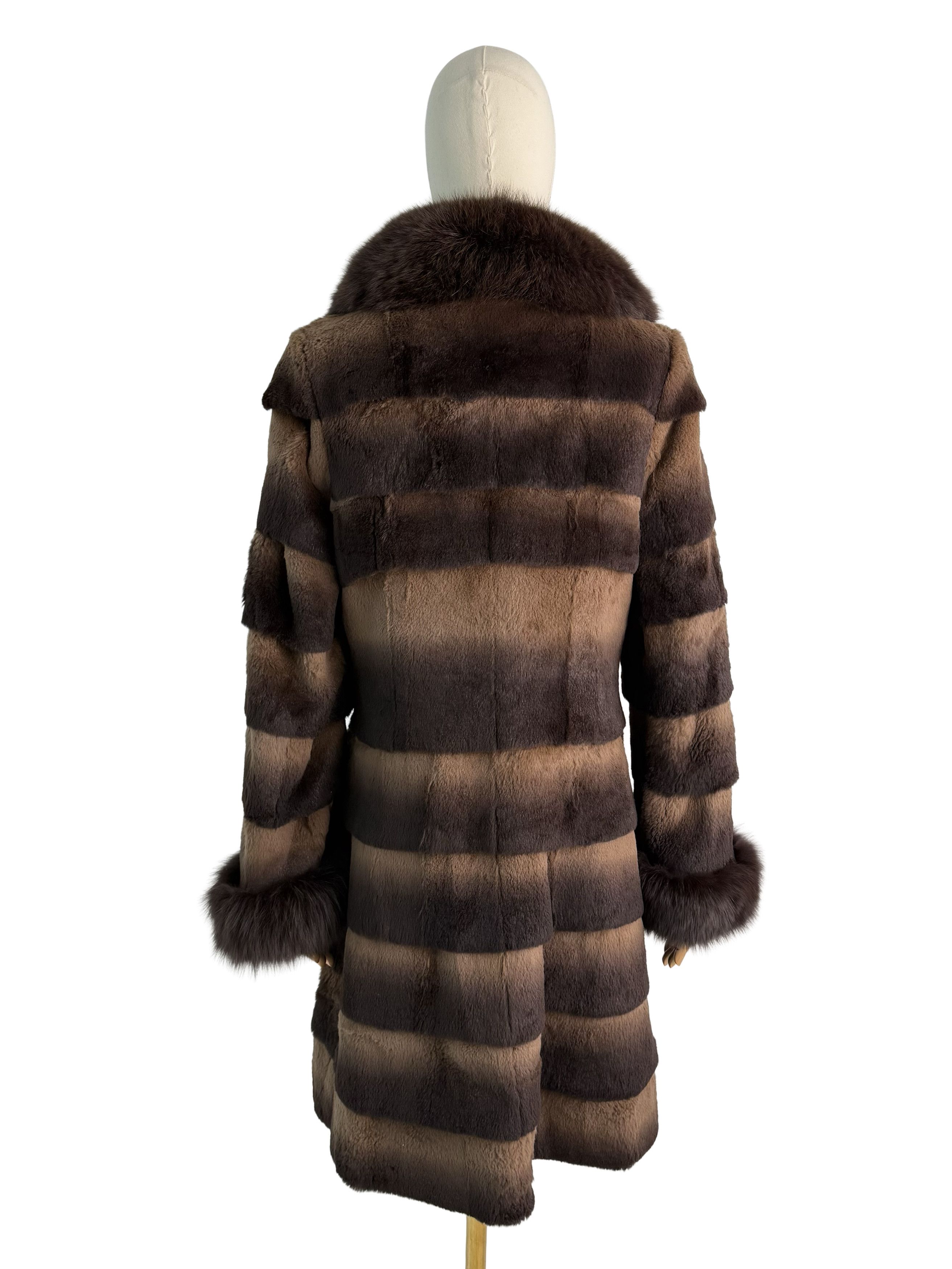 Vintage Vintage Real Fur Long Coat Striped Fur Collar Outerwear Size M / US 6-8 / IT 42-44 - 4 Thumbnail