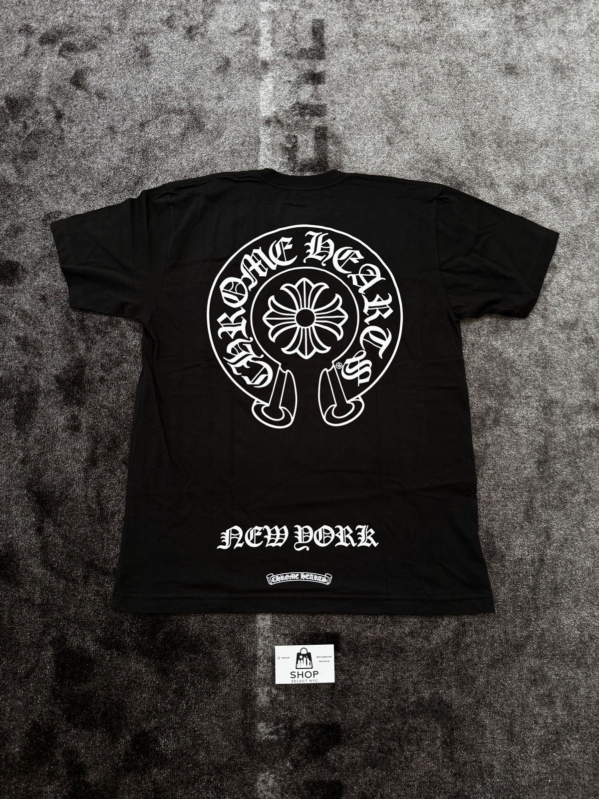 BRAND NEW CHROME HEARTS NEW YORK BLACK HORSESHOE T-SHIRT