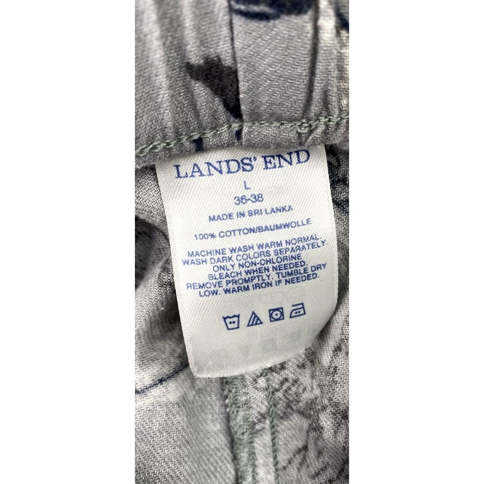Lands' End Lands' End Mens Pajama Pants L Gray Mountains Ski Resort Print Flannel 100% Cotton Winter Holiday Christmas Man Reg Sim Tee Size US 33 - 7 Thumbnail