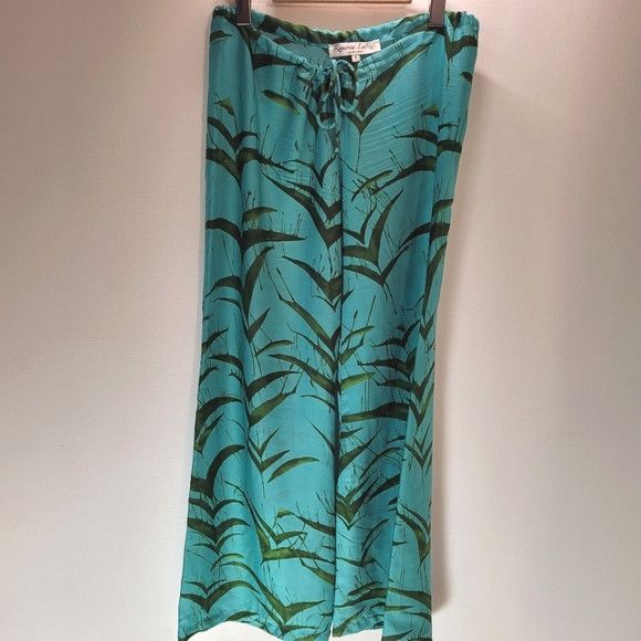 Other Ramona La Rue 100% Crepe Teal Green Leaf pants - S Size 27" / US 4 / IT 40 - 1 Thumbnail