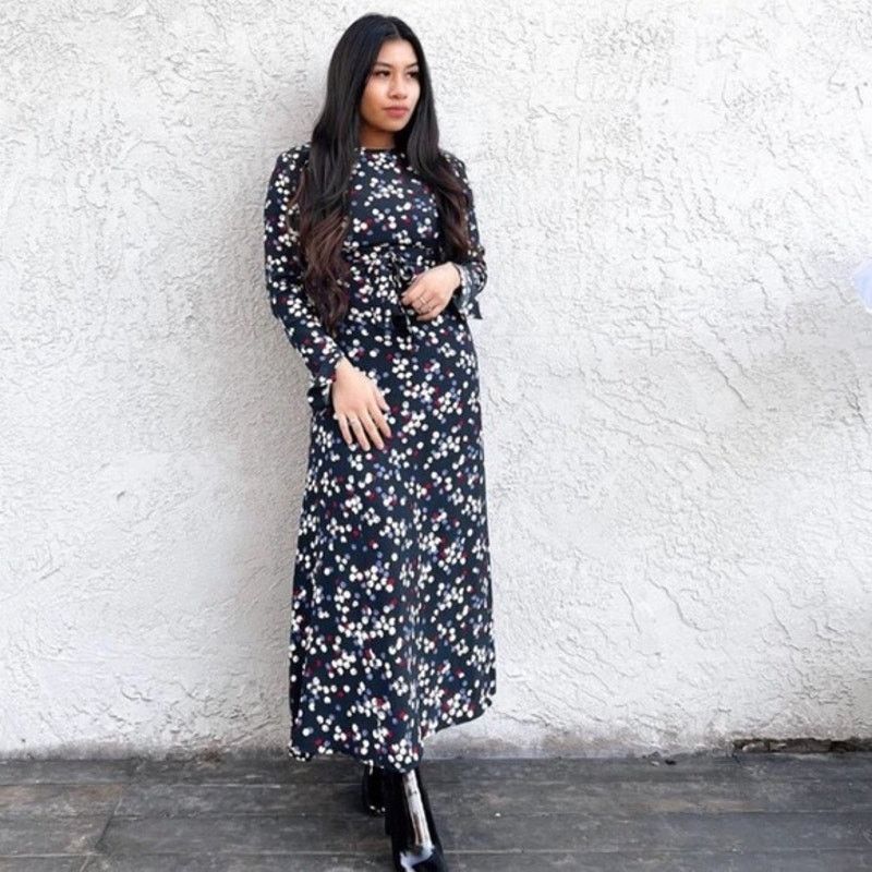 Zara ZARA BLOGGER FAVORITE LONG PRINT DRESS BLACK Size L / US 10 / IT 46 - 2 Thumbnail