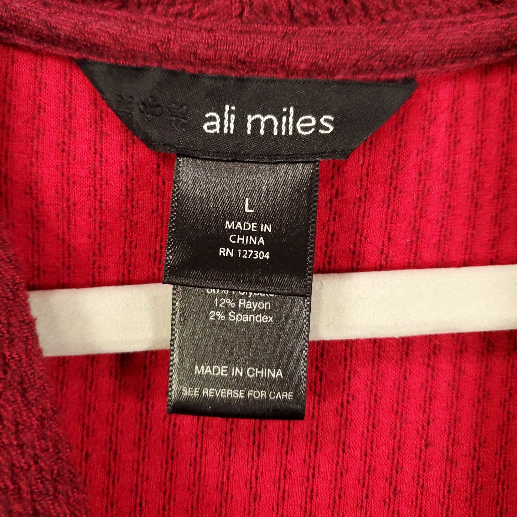 Vintage Ali Miles Sweater Womens Large Red Knit Pocket Cowl Neck Stretchy Tunic Top Size L / US 10 / IT 46 - 5 Thumbnail