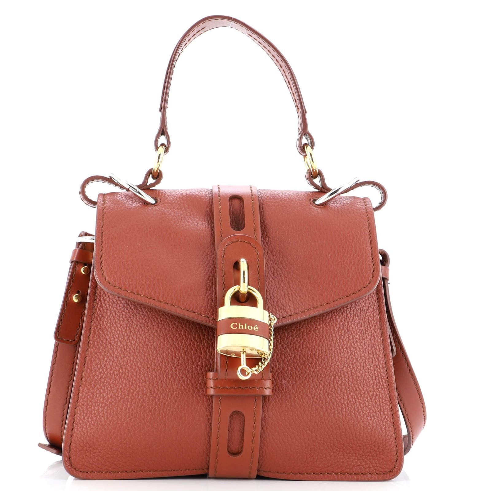 image of Chloe Aby Day Bag Leather Small in Brown, Women's