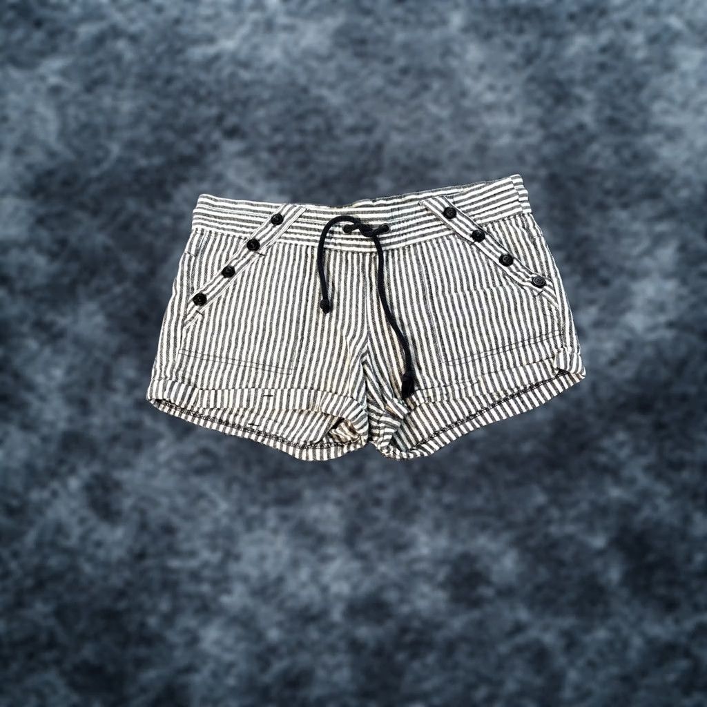 Vintage VINTAGE Rewind Low Rise Shorts Womens 32 White Linen Blend Striped 90s Summer Pockets Size 24" / US 00 / IT 34 - 1 Thumbnail
