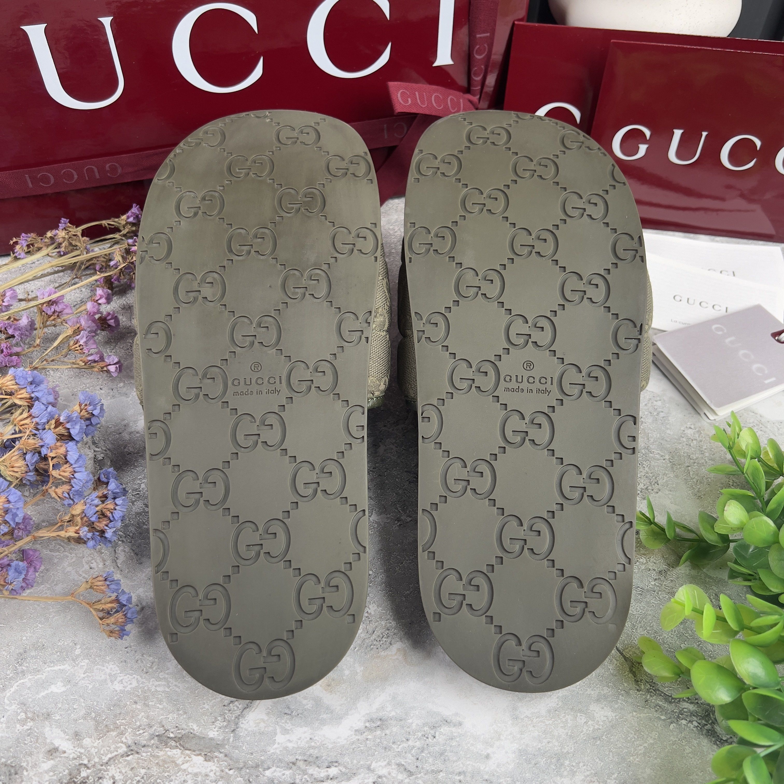 Gucci Gucci GG Monogram Quilted Slide Sandals Canvas Fabric Size US 7.5 / EU 40-41 - 9 Thumbnail