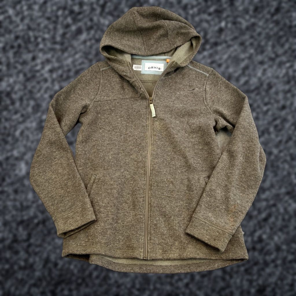 Orvis Orvis Jacket Womens Small Brown Full Zip Fleece Hooded Wool Blend Sweater Size S / US 4 / IT 40 - 1 Thumbnail