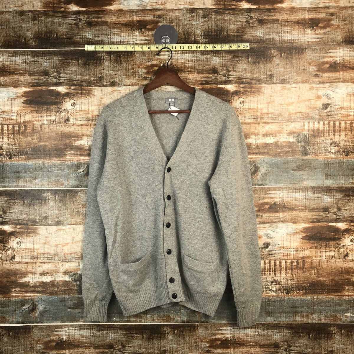 Aran Isles Knitwear × Uniqlo DL Uniqlo japan vintage Gray Cardigan Knitwear #C592 Size US M / EU 48-50 / 2 - 1 Thumbnail