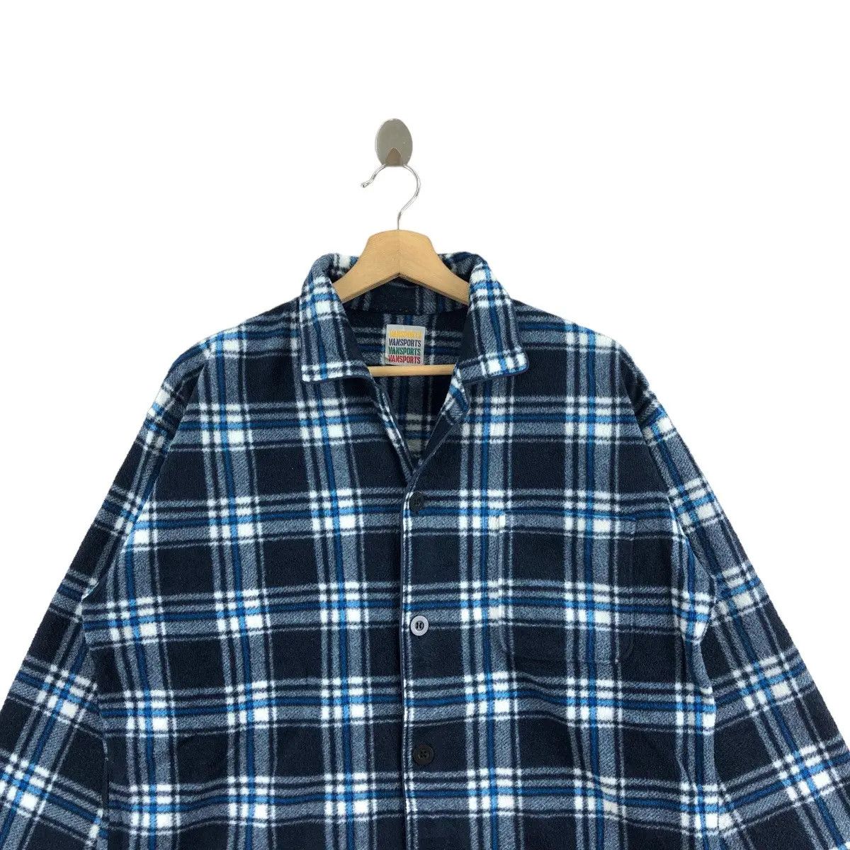 Vintage Vtg VANSPORTS JAPAN Off The Wall Tartan Fleece Casual Tee Size US XL / EU 56 / 4 - 3 Thumbnail