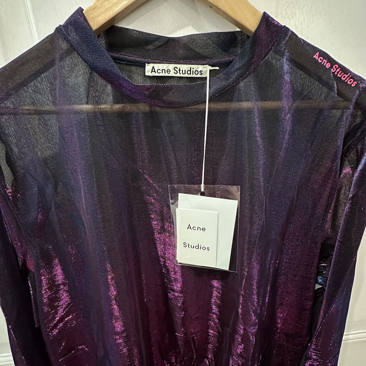 Acne Studios Acne Studios Iridescent Mesh Long Sleeve Top Size US XL / EU 56 / 4 - 4 Thumbnail