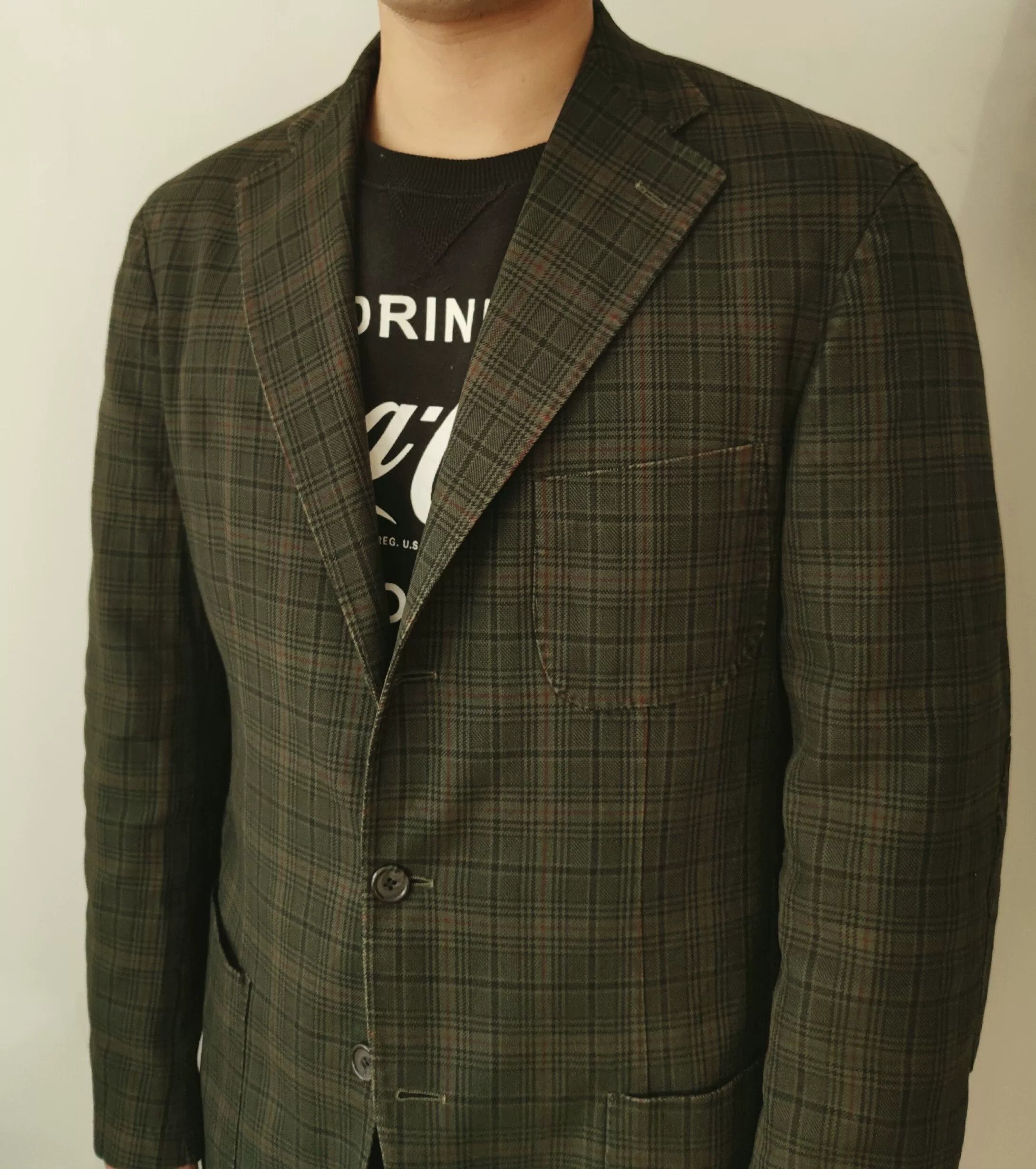 Eidos Napoli Italian Checked Cotton Blazer by Eidos Size US M / EU 48-50 / 2 - 1 Thumbnail