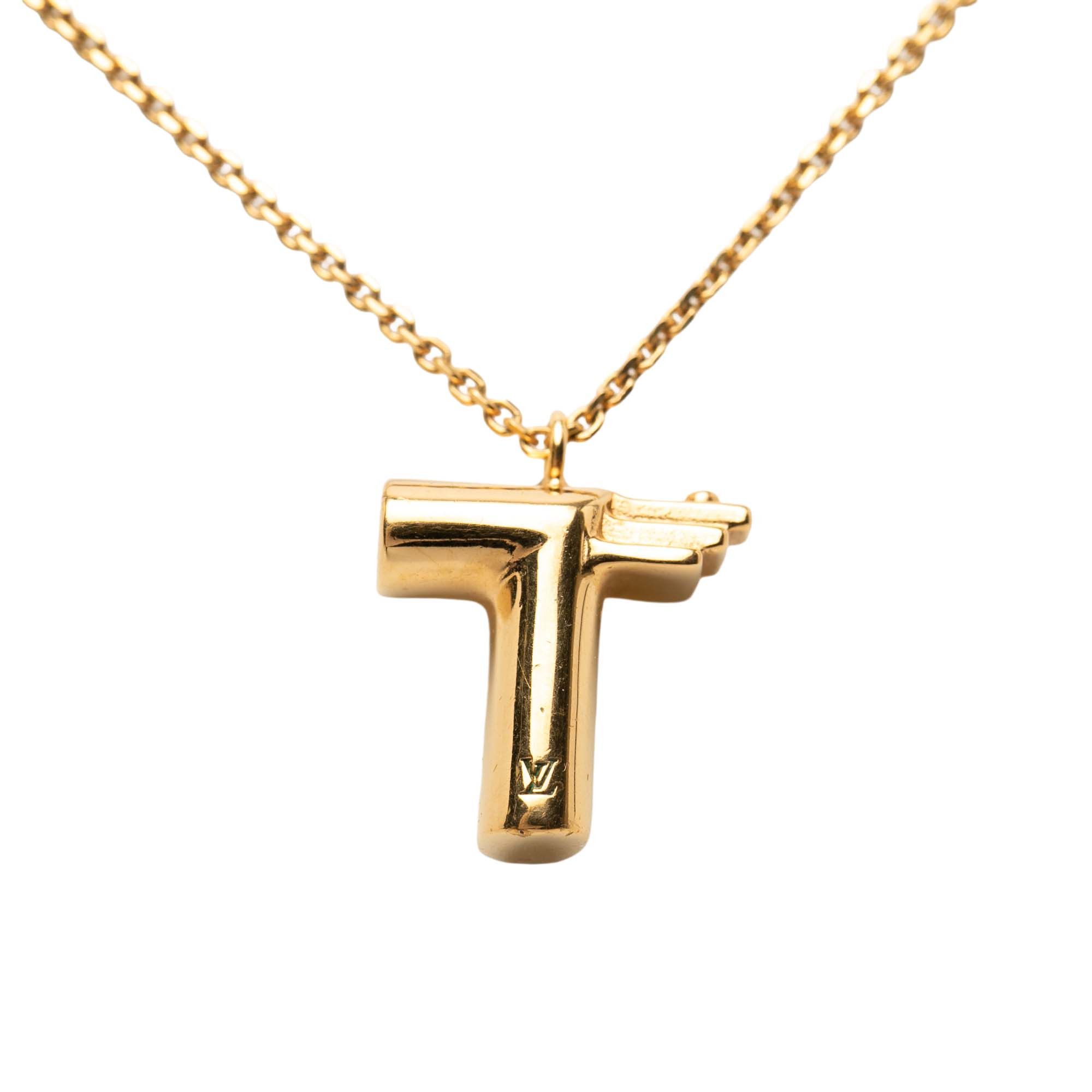 Louis Vuitton Louis Vuitton Gold Plated LV and Me Letter T Pendant Necklace Size ONE SIZE - 1 Thumbnail