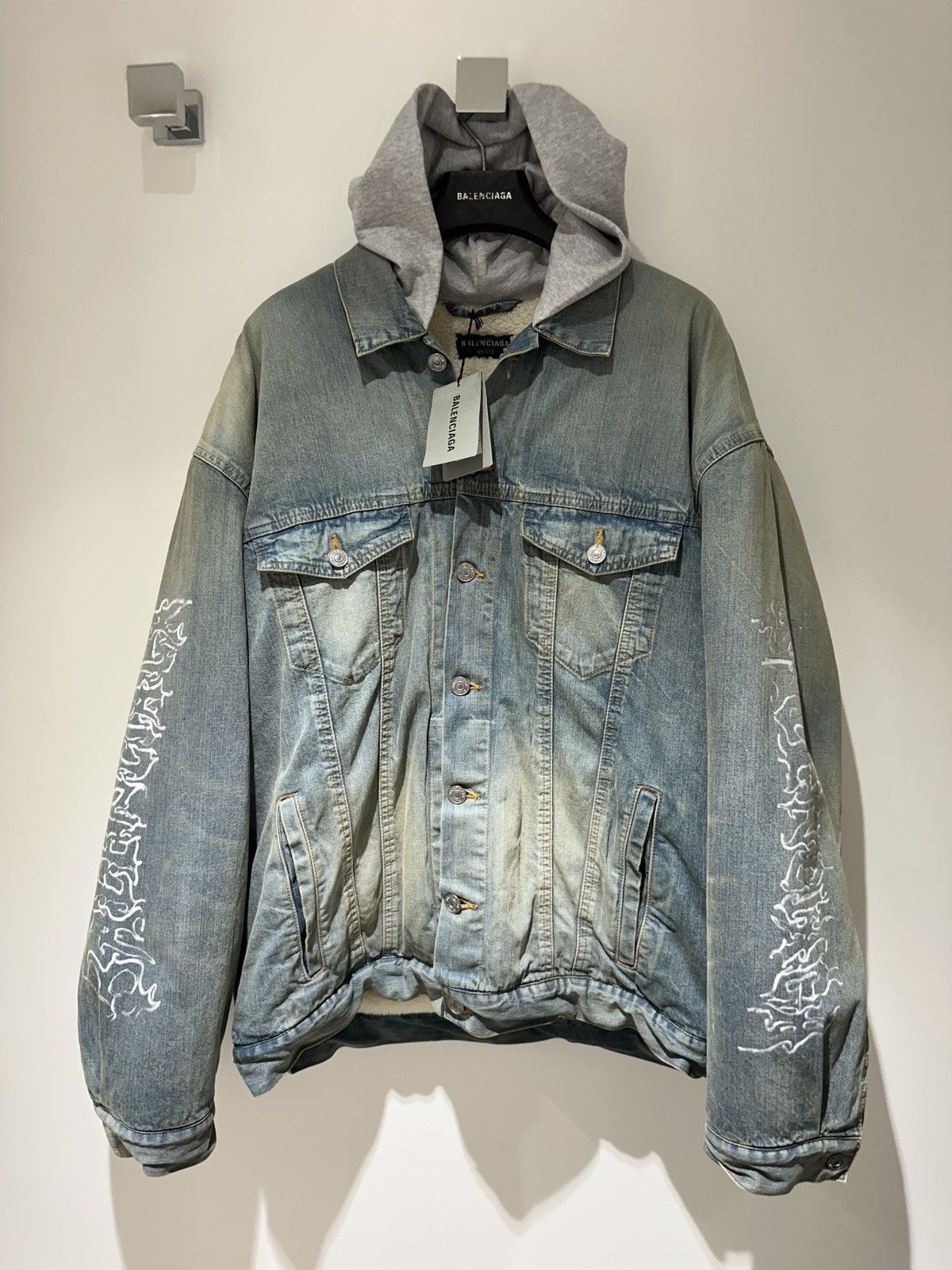 Balenciaga Balenciaga Blue Hooded Denim Jacket Balenciaga Size US XL / EU 56 / 4 - 1 Thumbnail