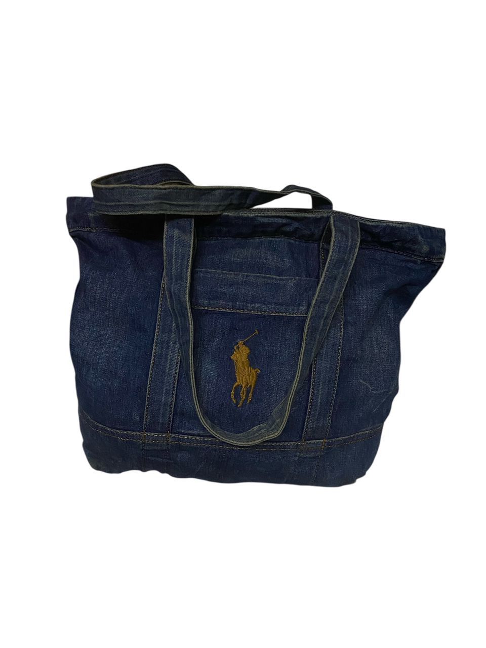 Unisex🔥polo Ralph Lauren embroidered logo denim tote bag
