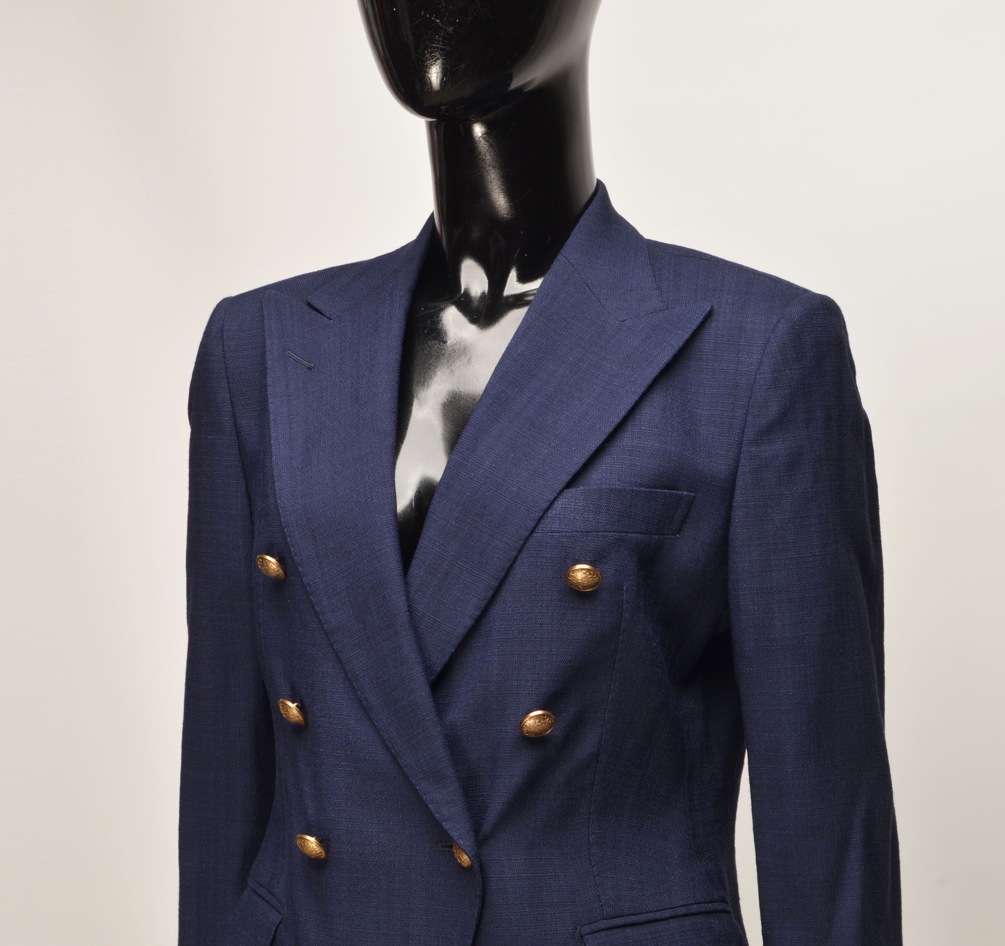 Tagliatore Tagliatore Double Breasted Blue Gold Buttons Blazer Jacket Size M / US 6-8 / IT 42-44 - 2 Thumbnail