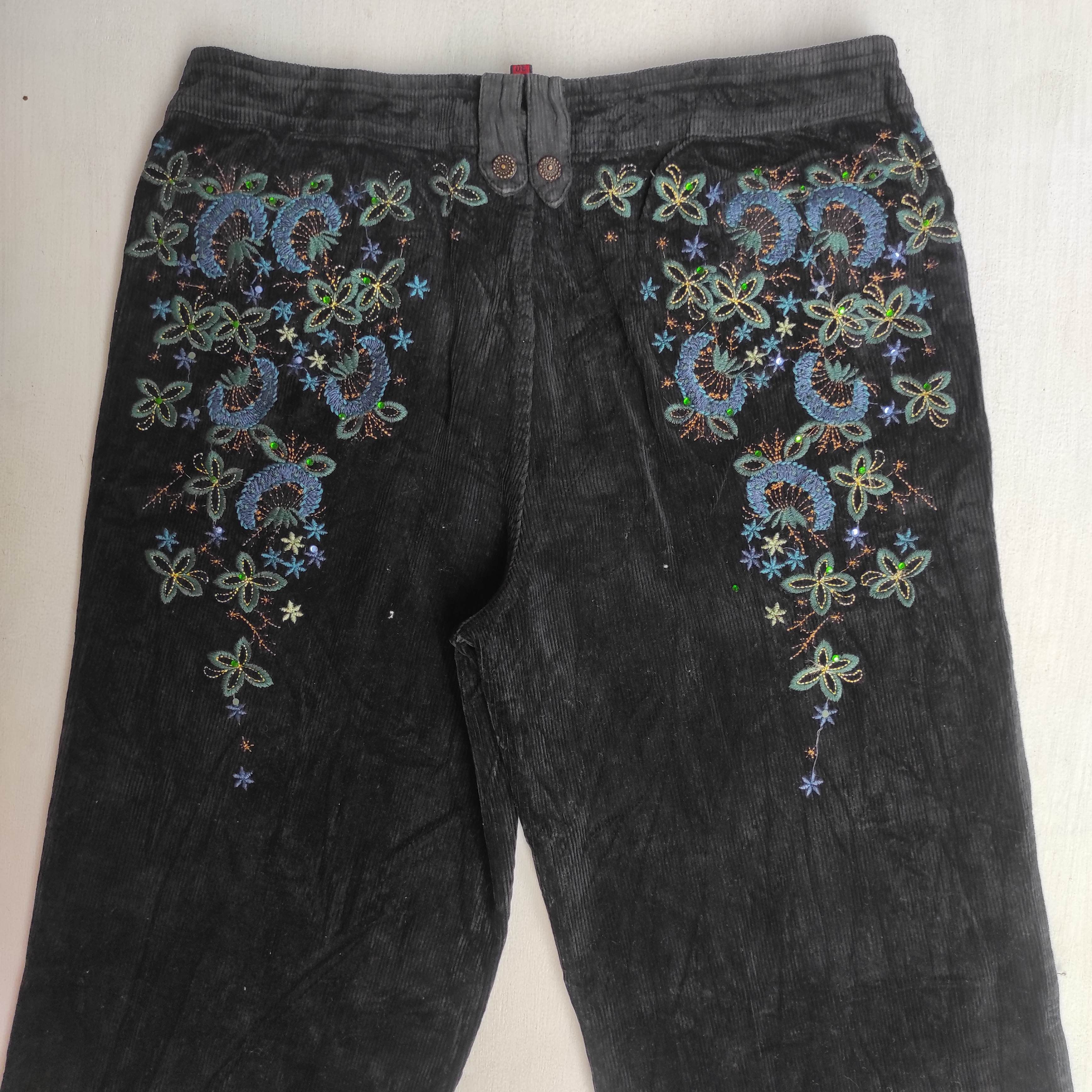 If Six Was Nine Flare Georgia Childe Corduroy Embroidered Pants Size US 30 / EU 46 - 3 Thumbnail