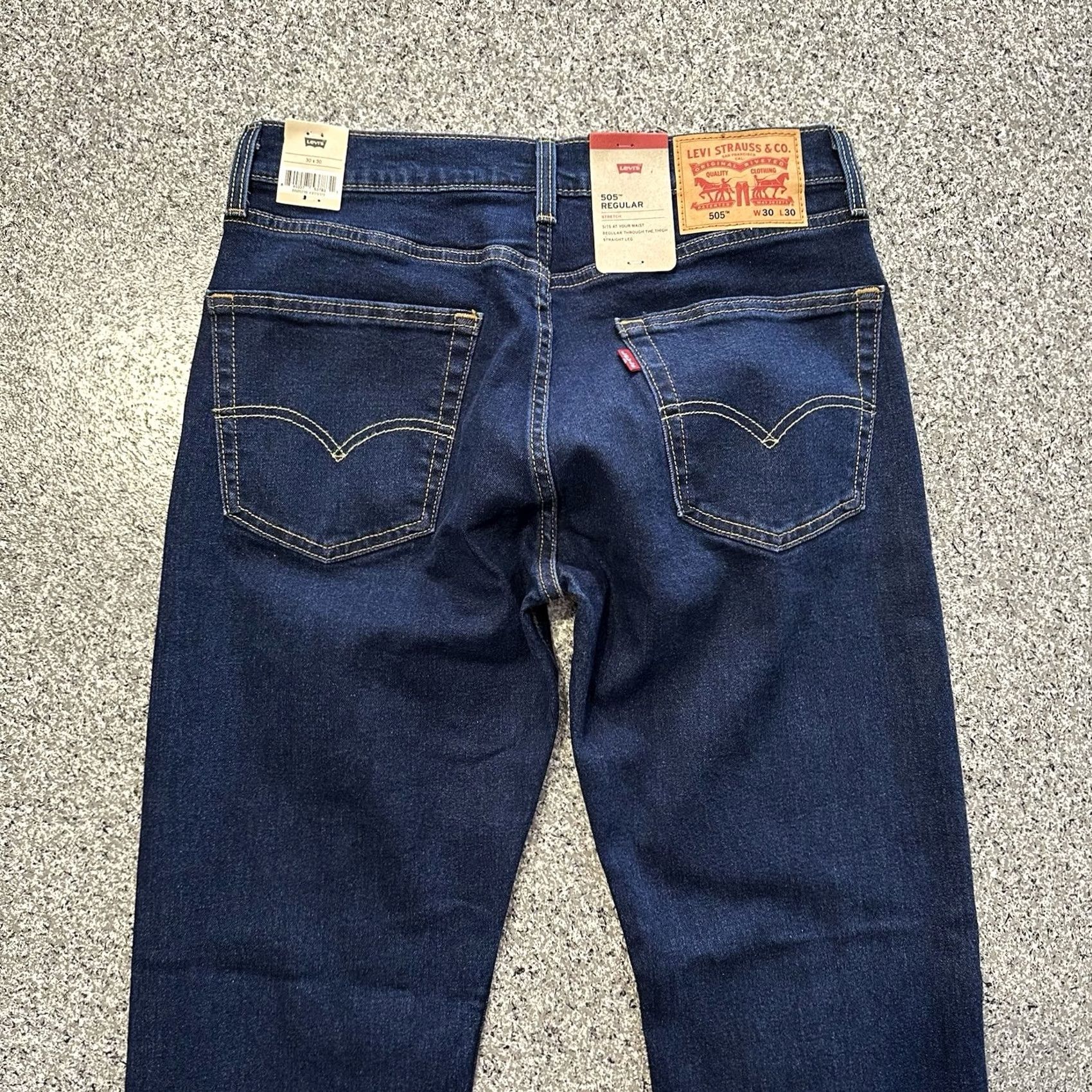 Levi's Levi's Jeans 505 Regular Straight Dark Wash 30x30 Mens Jeans Stretch Denim Blue Cotton Polyester Spandex 5-Pocket Mens Size US 30 / EU 46 - 4 Thumbnail