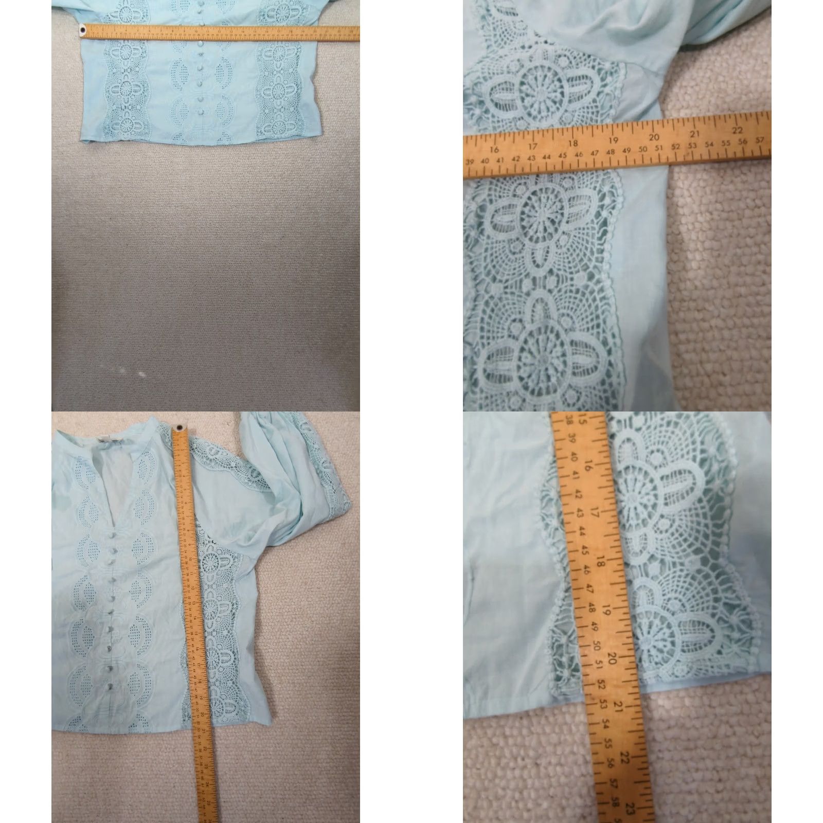 Vintage Jennifer & Grace Peasant blouse Womens M blue Lace Eyelet Shirt Boat Boho Casual Party/Cocktail Shirt Size M / US 6-8 / IT 42-44 - 8 Thumbnail