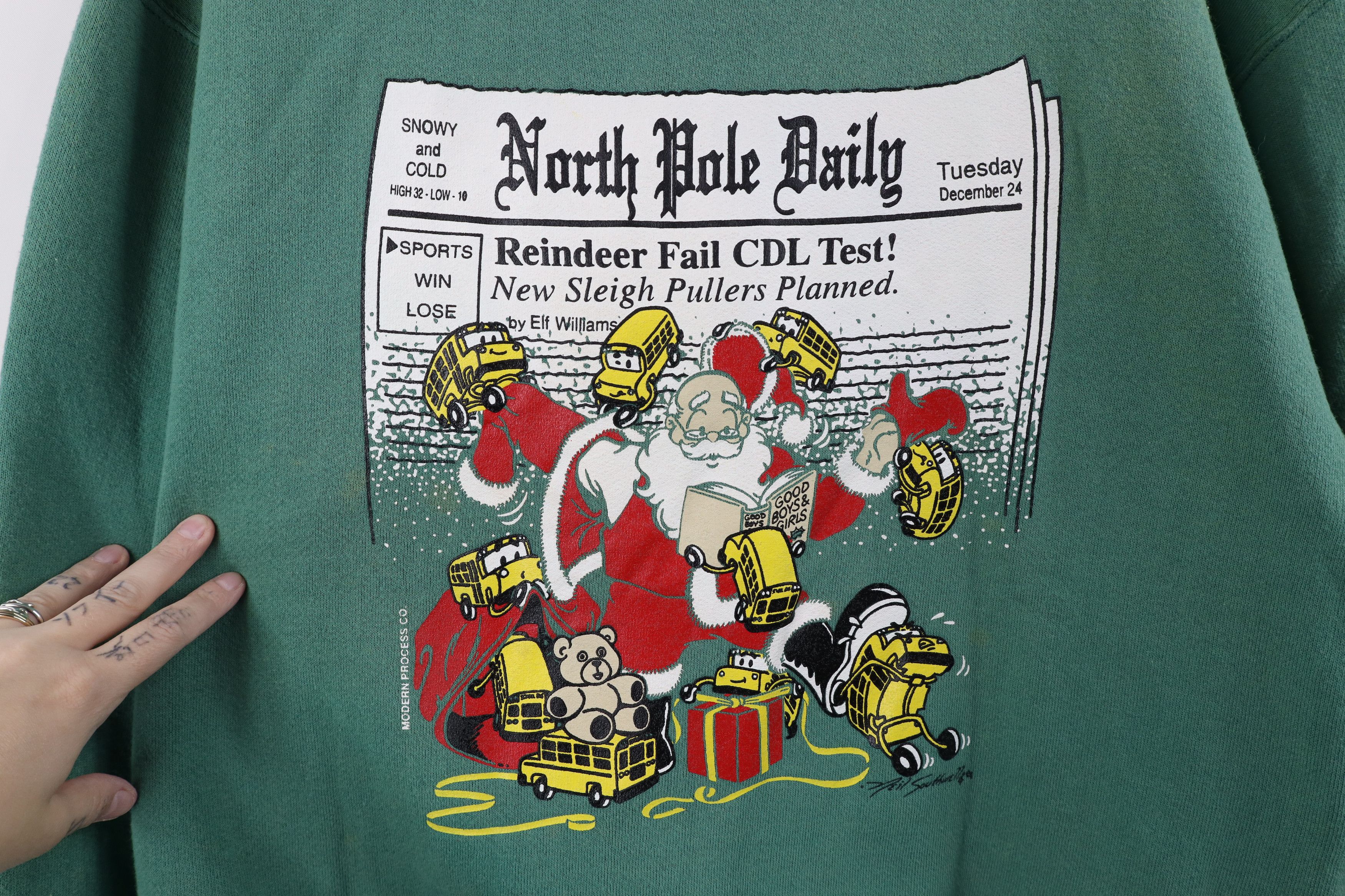 Vintage Vintage 90s Streetwear Santa Claus Bus Driver Sweatshirt USA Size US L / EU 52-54 / 3 - 4 Thumbnail