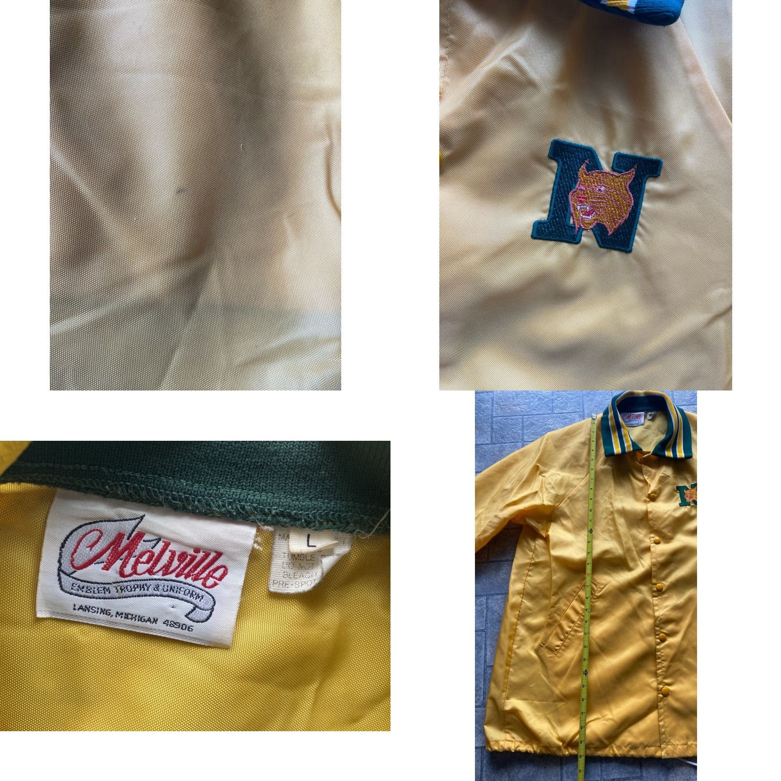 Logo 7 VINTAGE Melville Jacket University Logo Yellow Green L Men’s Regular 80s 90s Sports Logo Size US L / EU 52-54 / 3 - 8 Thumbnail