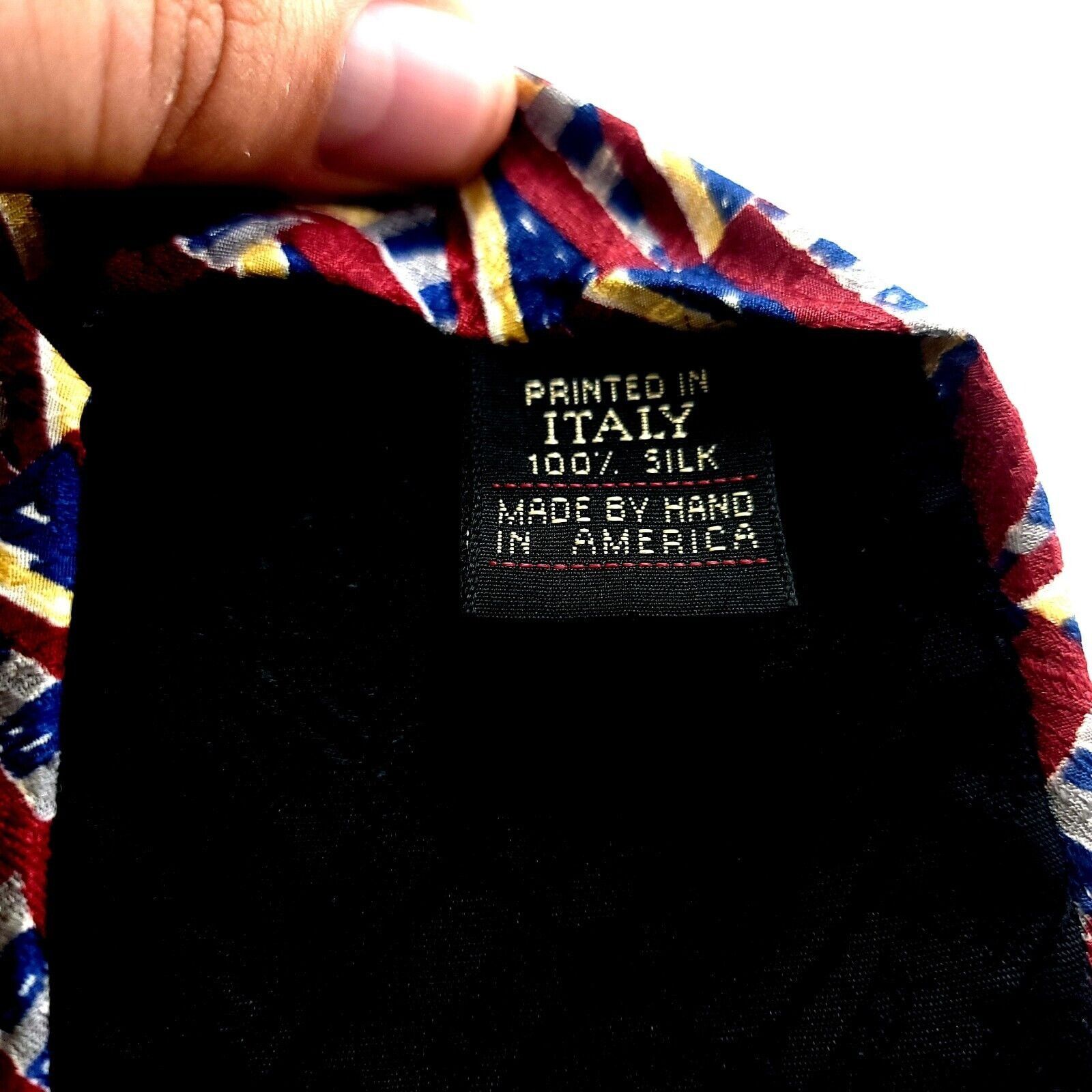 Designer Ferrell Reed Italy Red Blue Geometric Abstract Print Wide Si Size ONE SIZE - 4 Thumbnail