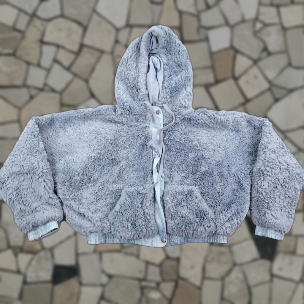 Free People Free People Jacket Womens M/L Blue Hoody Sherpa Fleece Coat Boho Size M / US 6-8 / IT 42-44 - 1 Thumbnail