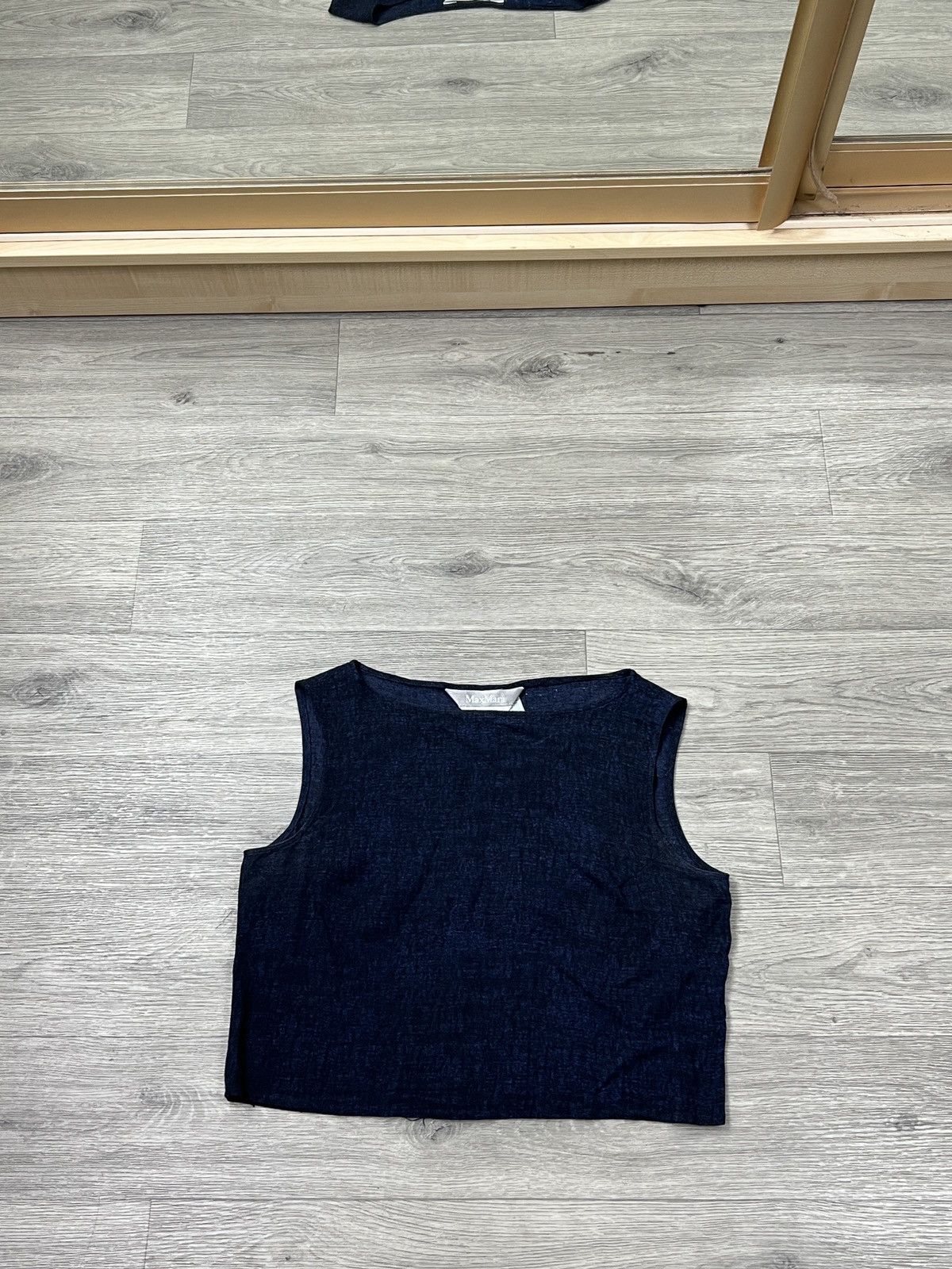 Max Mara MaxMara Made In Italy Blue Textured Sleeveless Crop Top Size S / US 4 / IT 40 - 1 Thumbnail