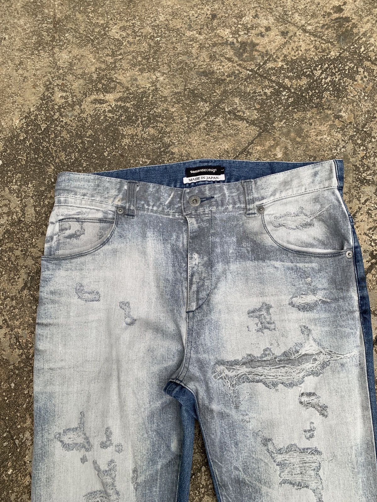 Beauty Beast × Japanese Brand × semanticdesign 2000s semanticdesign Japan Avant Garde Printed Jeans Pants Size 30" / US 8 / IT 44 - 3 Thumbnail