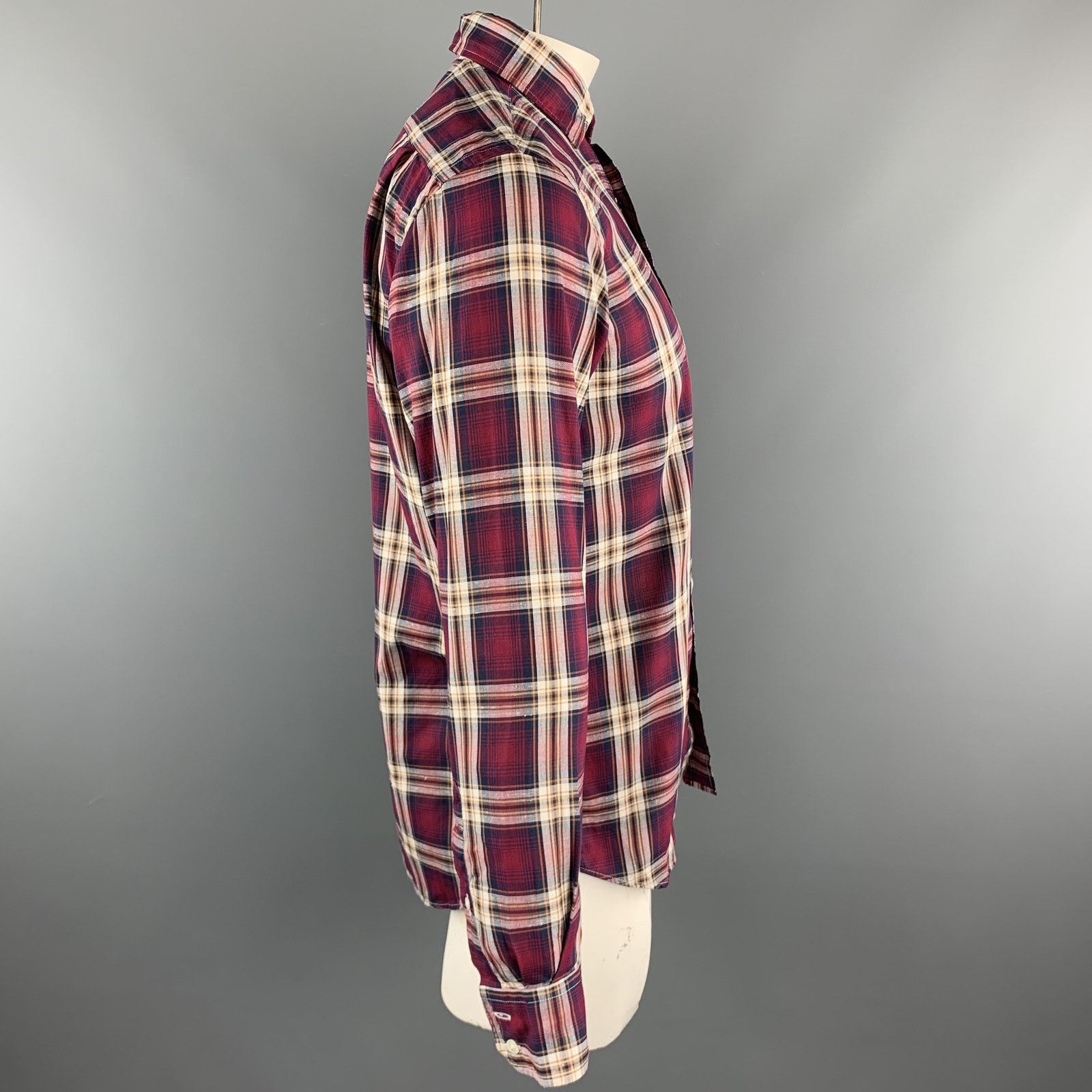 Hartford HARTFORD M Burgundy & Brown Plaid Button Up L/S Shirt Size US M / EU 48-50 / 2 - 3 Thumbnail