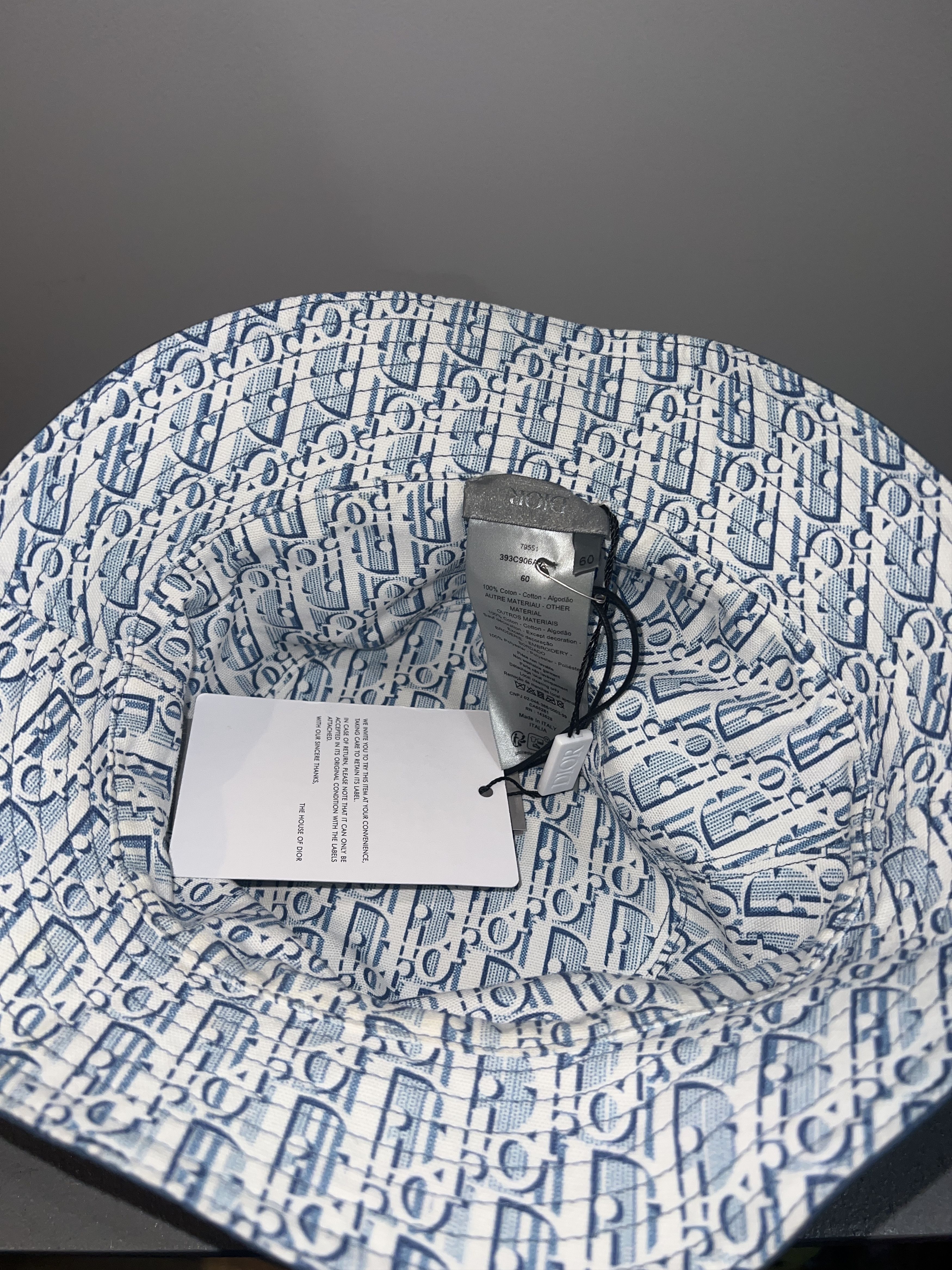 Dior REVERSIBLE DIOR OBLIQUE BUCKET HAT BLUE COTTON CANVAS Size ONE SIZE - 3 Thumbnail