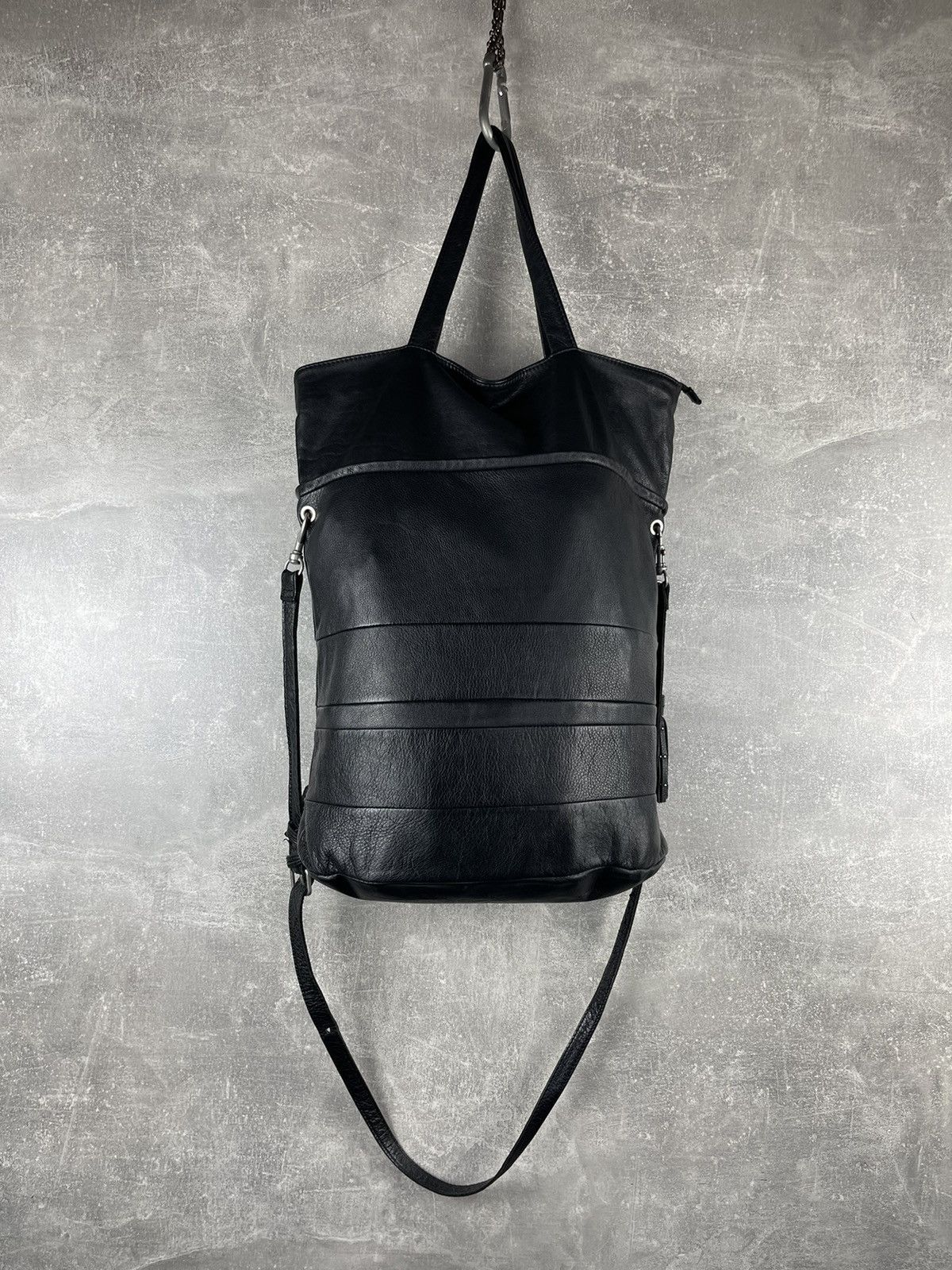 Vintage WVBelt Genuine Leather Large Tote Shoulder Bag Black Size ONE SIZE - 5 Thumbnail