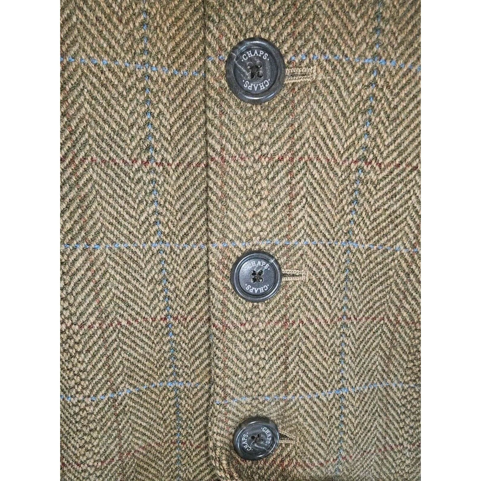 Chaps CHAPS Womens Wool Blend Brown Tweed Blazer/Jacket Size L Size L / US 10 / IT 46 - 9 Thumbnail