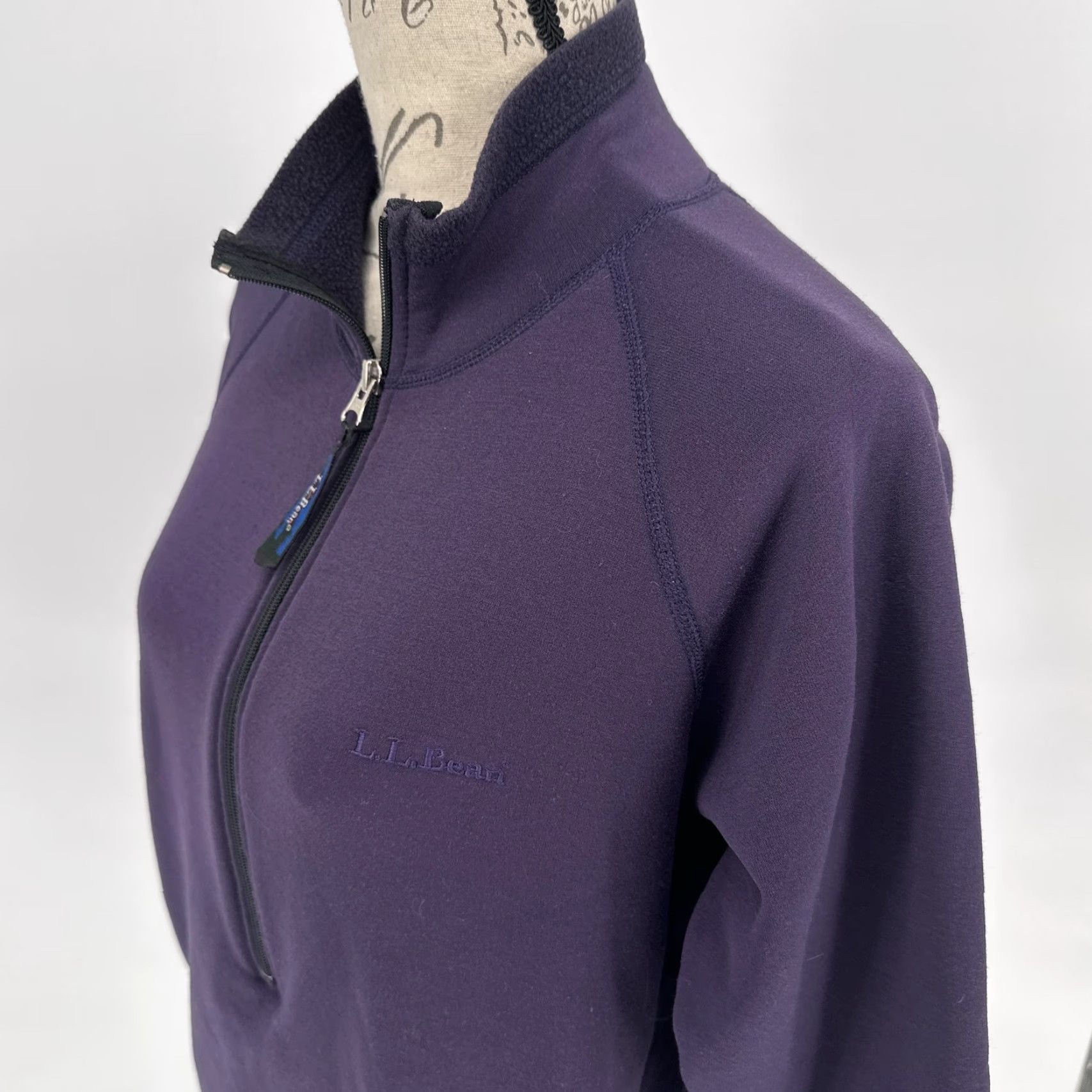 Vintage VINTAGE L.L. BEAN Jacket Womens Small Purple 1/2 Zip Fleece Pullover USA 90s Size S / US 4 / IT 40 - 2 Thumbnail